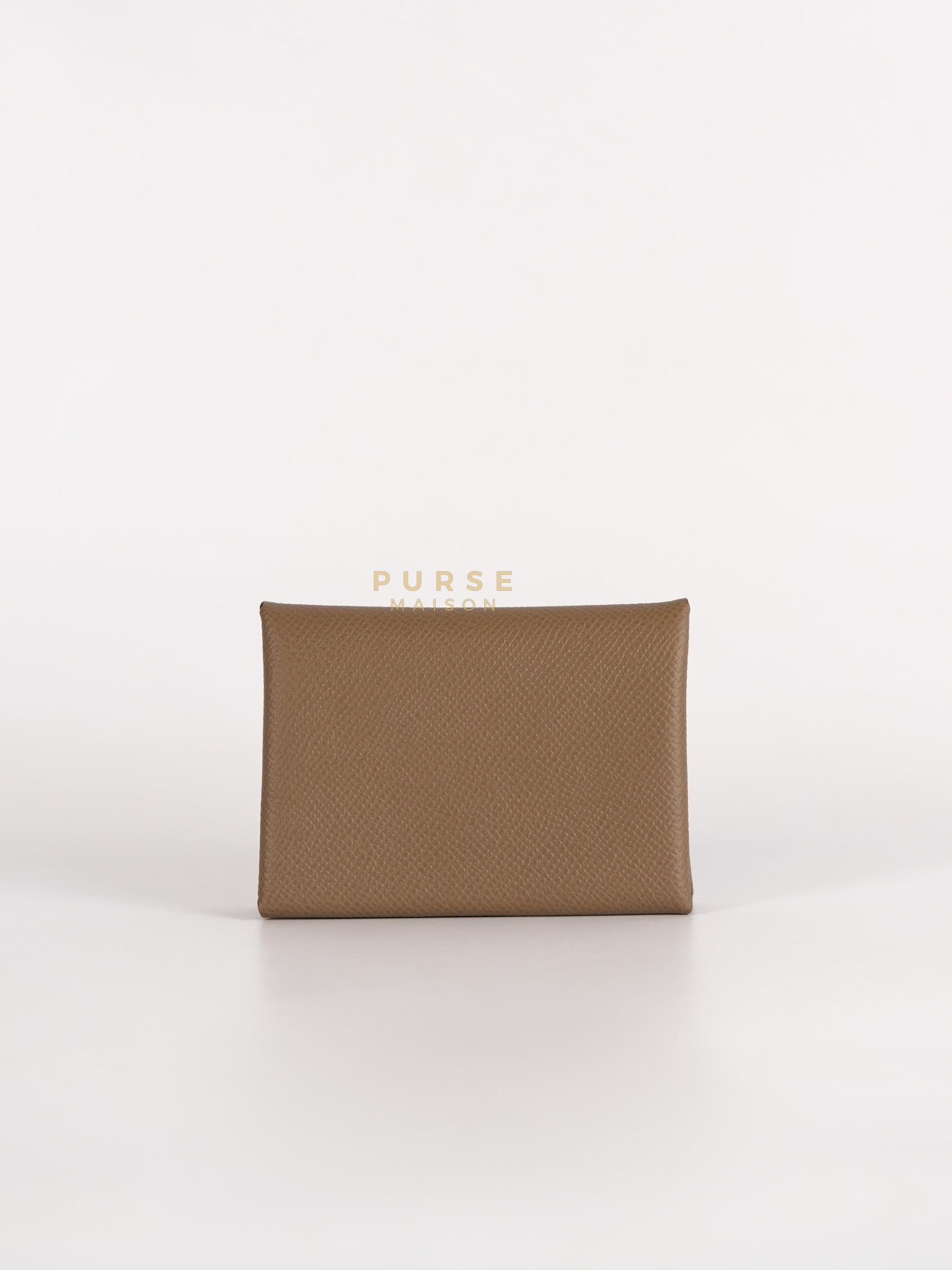 Calvi Card Holder in Etoupe Epsom Leather & Palladium Hardware Stamp W (2024) | Purse Maison Luxury Bags Shop