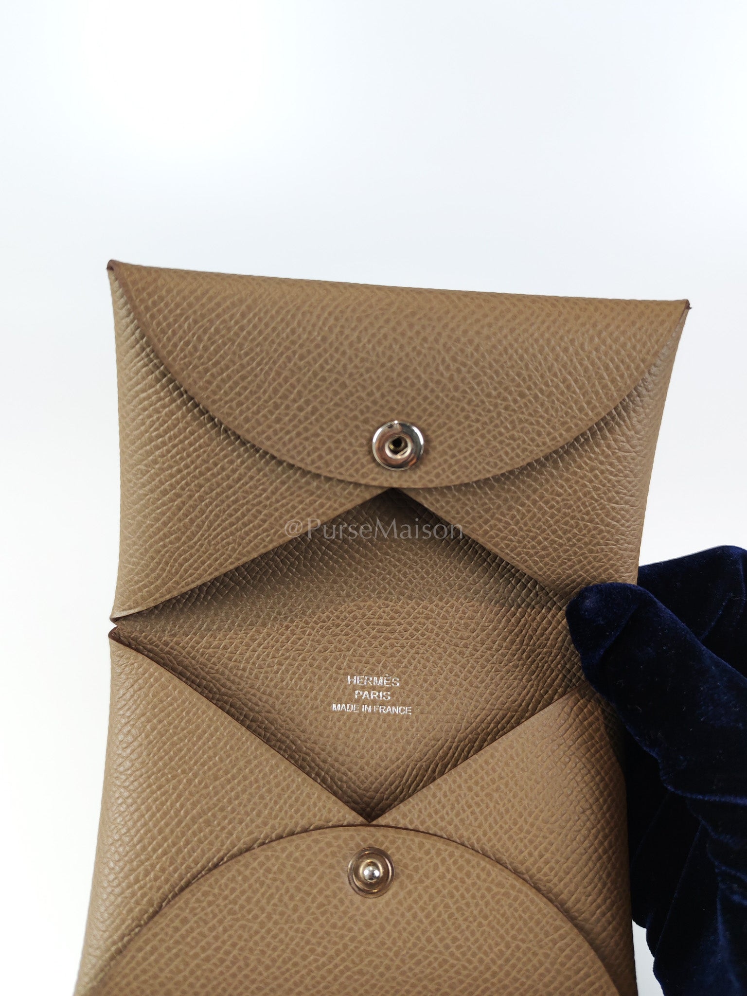 Calvi Card Holder in Etoupe Epsom Leather Stamp W(2024) | Purse Maison Luxury Bags Shop