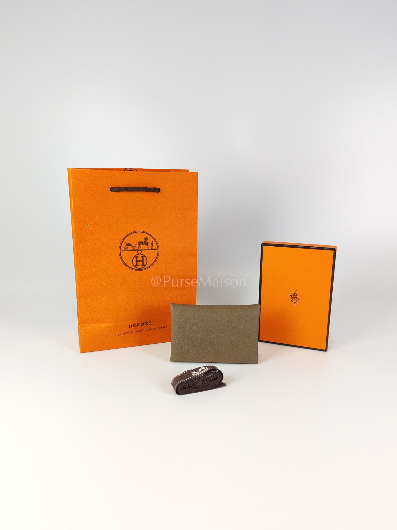 Calvi Card Holder in Etoupe Epsom Leather Stamp W(2024) | Purse Maison Luxury Bags Shop