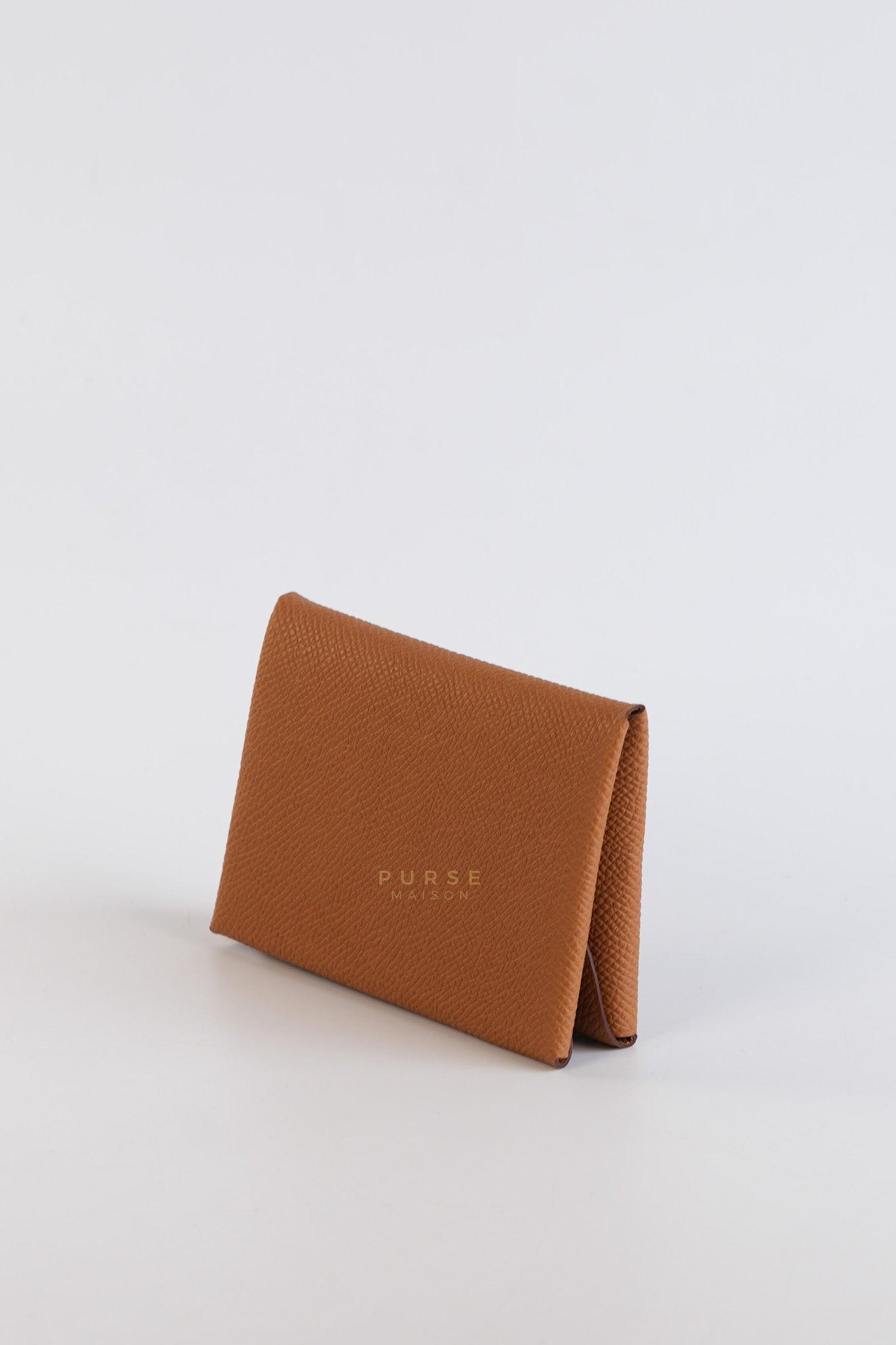 Calvi Duo Card Holder in Gold Epsom Palladium Hardware Stamp W (2024) | Purse Maison Luxury Bags Shop