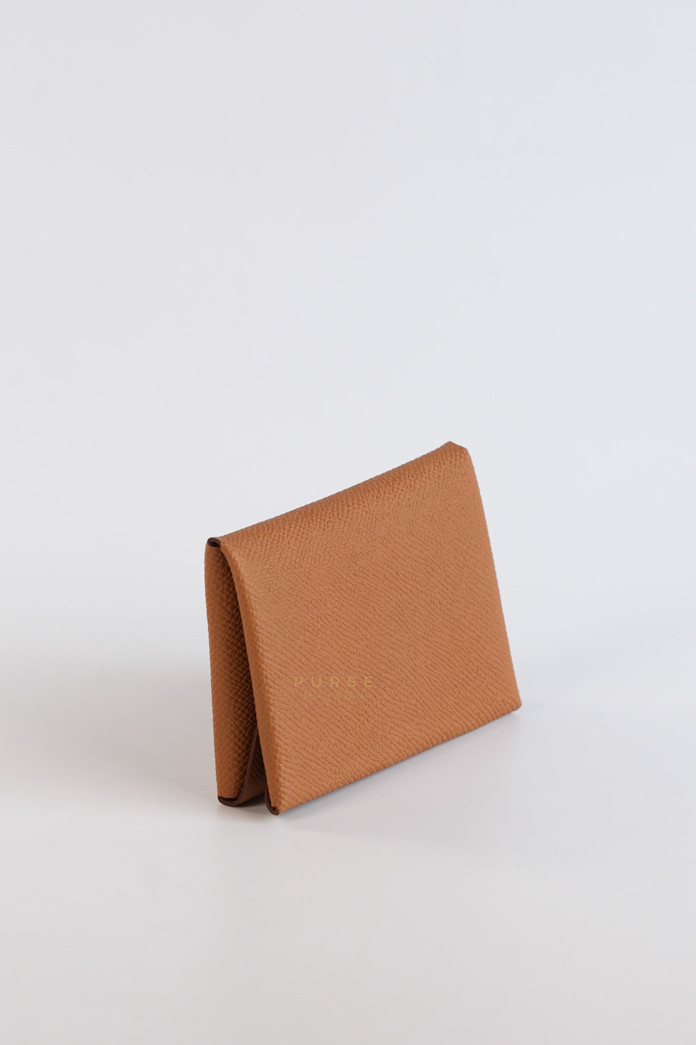 Calvi Duo Card Holder in Gold Epsom Palladium Hardware Stamp W (2024) | Purse Maison Luxury Bags Shop