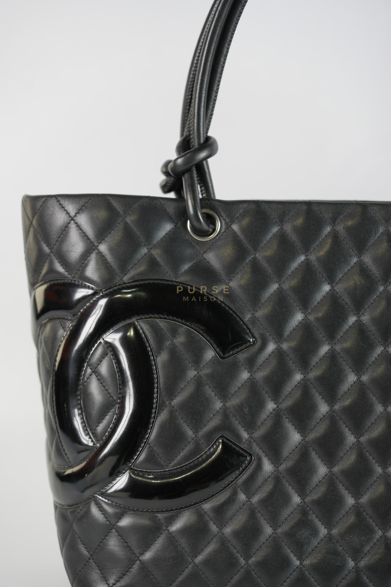 Cambon Medium in Black Lambskin Leather and Silver Hardware Series 12 | Purse Maison Luxury Bags Shop