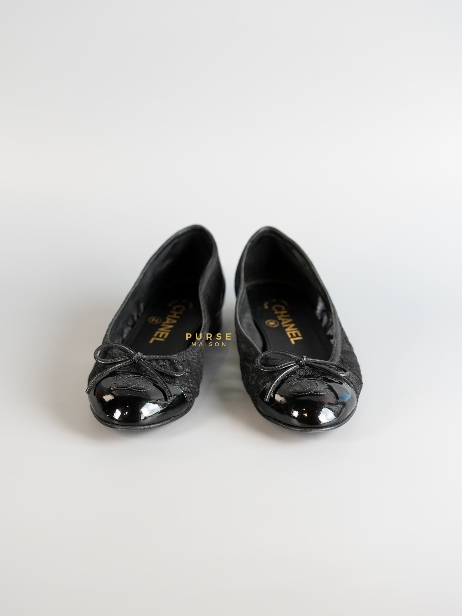 Cambon Tweed Black Ballerina Flats (Size 36 EUR, 22cm) | Purse Maison Luxury Bags Shop