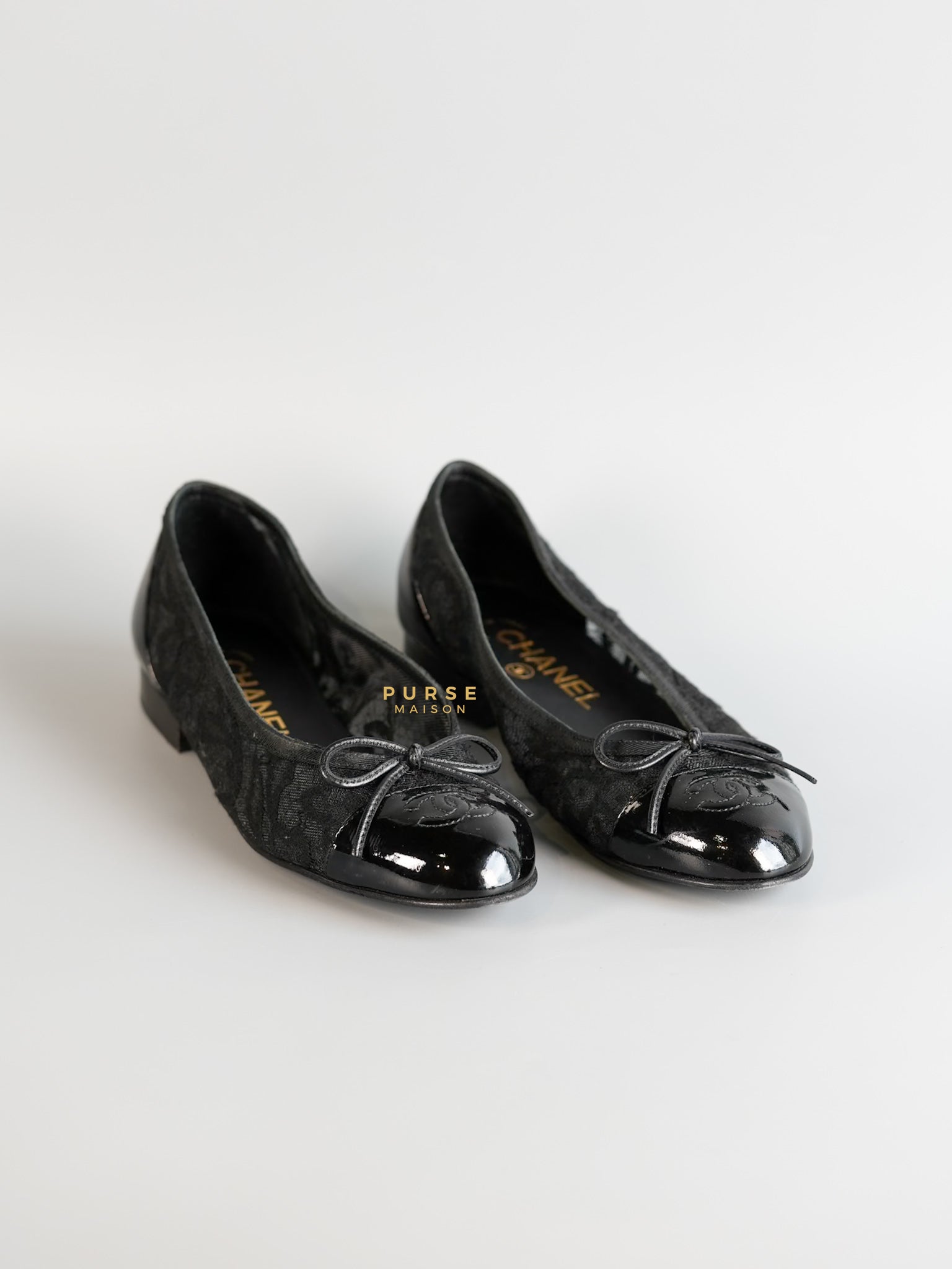 Cambon Tweed Black Ballerina Flats (Size 36 EUR, 22cm) | Purse Maison Luxury Bags Shop