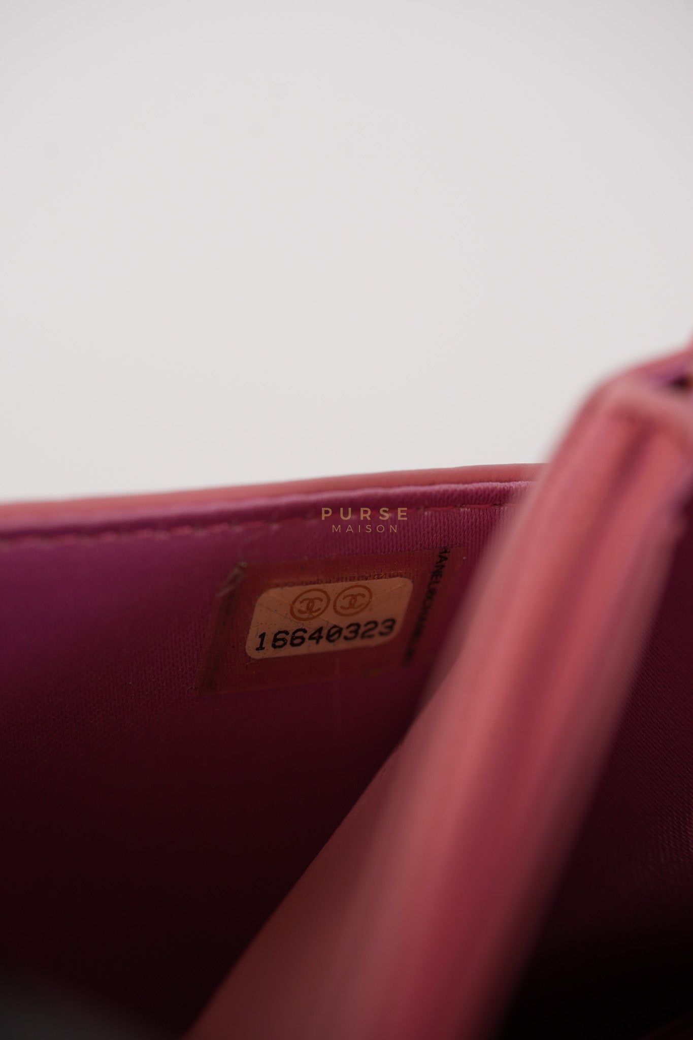 Camellia Embossed Wallet On Chain (WOC) in Pink Lambskin Leather and Silver Hardware Series 16 | Purse Maison Luxury Bags Shop