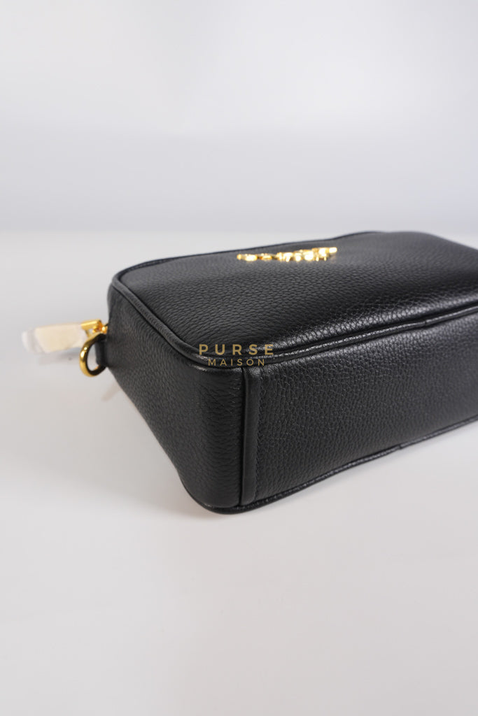 Camera Bag in Black Milano Leather & Gold Hardware | Purse Maison Luxury Bags Shop