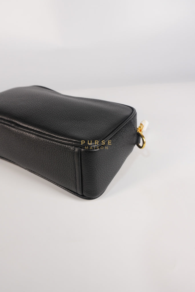 Camera Bag in Black Milano Leather & Gold Hardware | Purse Maison Luxury Bags Shop