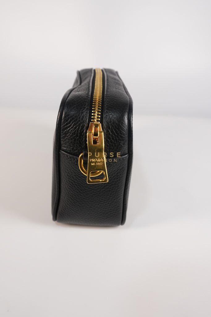Camera Bag in Black Milano Leather & Gold Hardware | Purse Maison Luxury Bags Shop