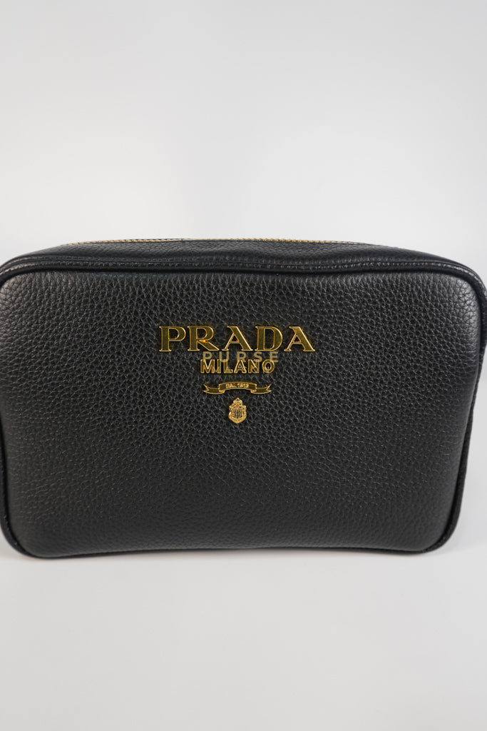 Camera Bag in Black Milano Leather & Gold Hardware | Purse Maison Luxury Bags Shop