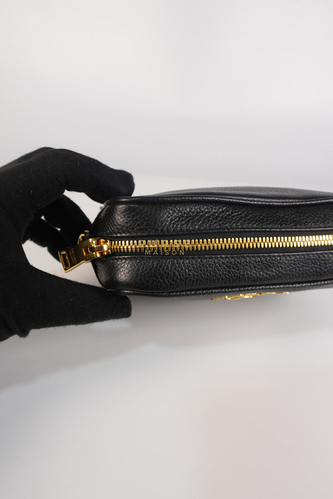 Camera Bag in Black Milano Leather & Gold Hardware | Purse Maison Luxury Bags Shop