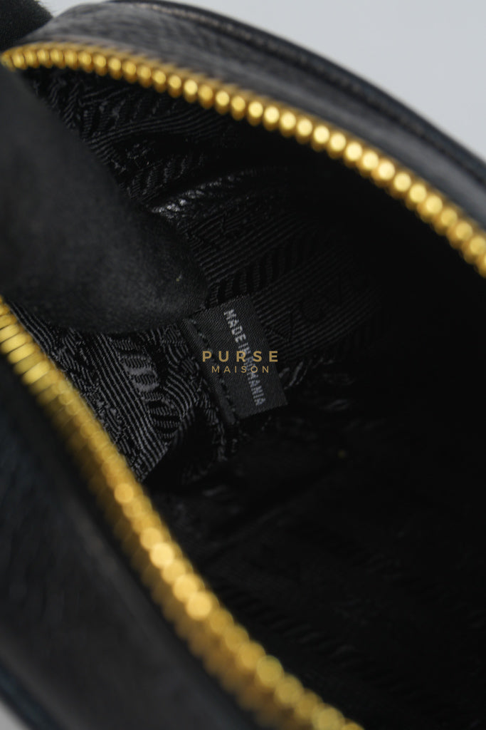Camera Bag in Black Milano Leather & Gold Hardware | Purse Maison Luxury Bags Shop