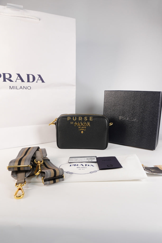 Camera Bag in Black Milano Leather & Gold Hardware | Purse Maison Luxury Bags Shop