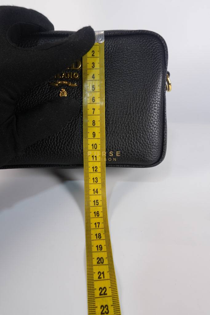 Camera Bag in Black Milano Leather & Gold Hardware | Purse Maison Luxury Bags Shop