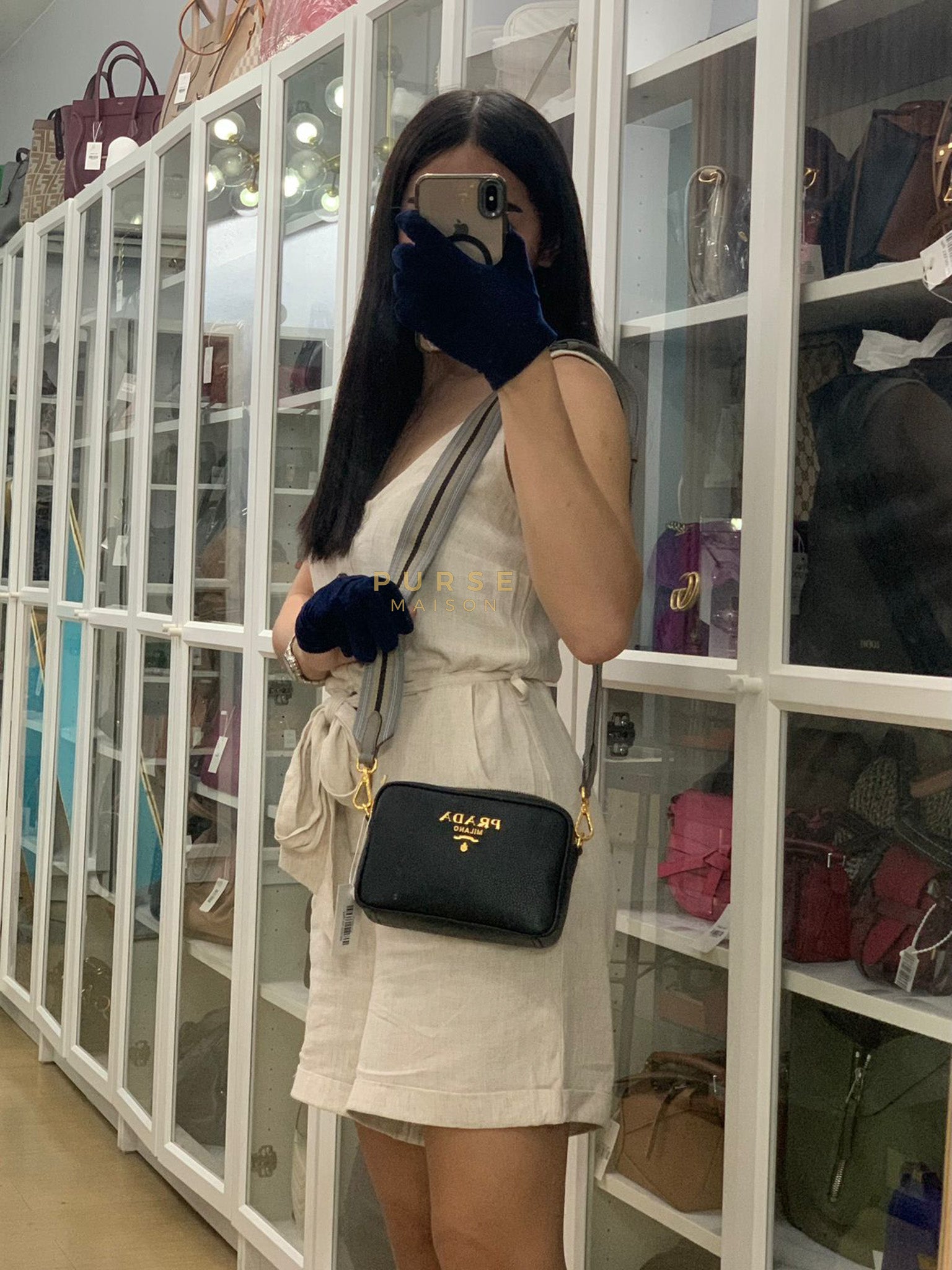 Camera Bag in Black Milano Leather & Gold Hardware | Purse Maison Luxury Bags Shop