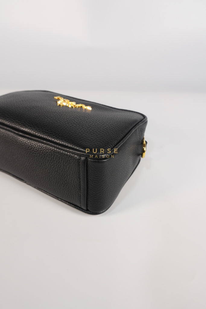 Camera Bag in Black Milano Leather & Gold Hardware | Purse Maison Luxury Bags Shop