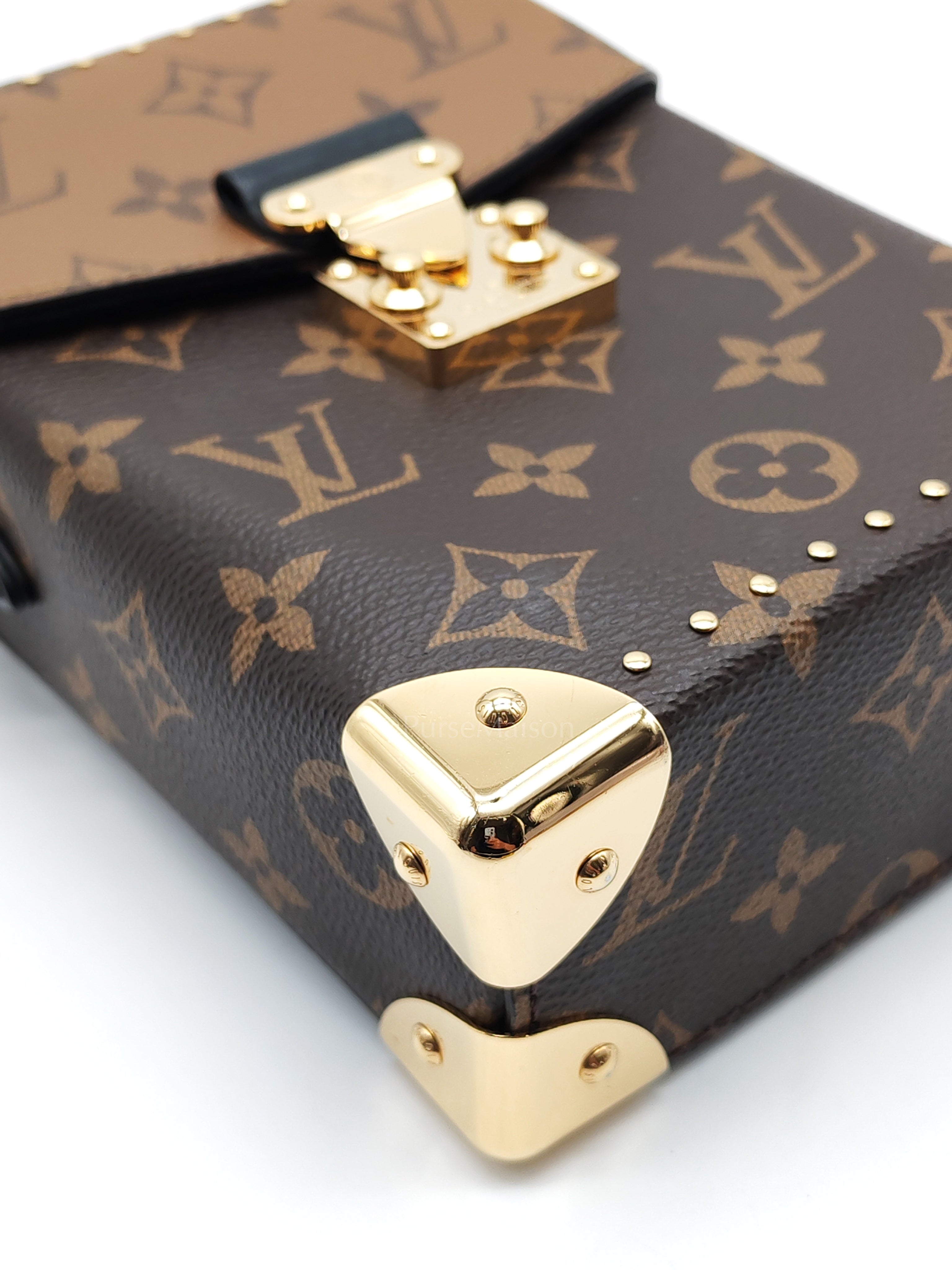 Camera Box Handbag in Reverse Monogram Canvas & Gold Hardware Microchip | Purse Maison Luxury Bags Shop