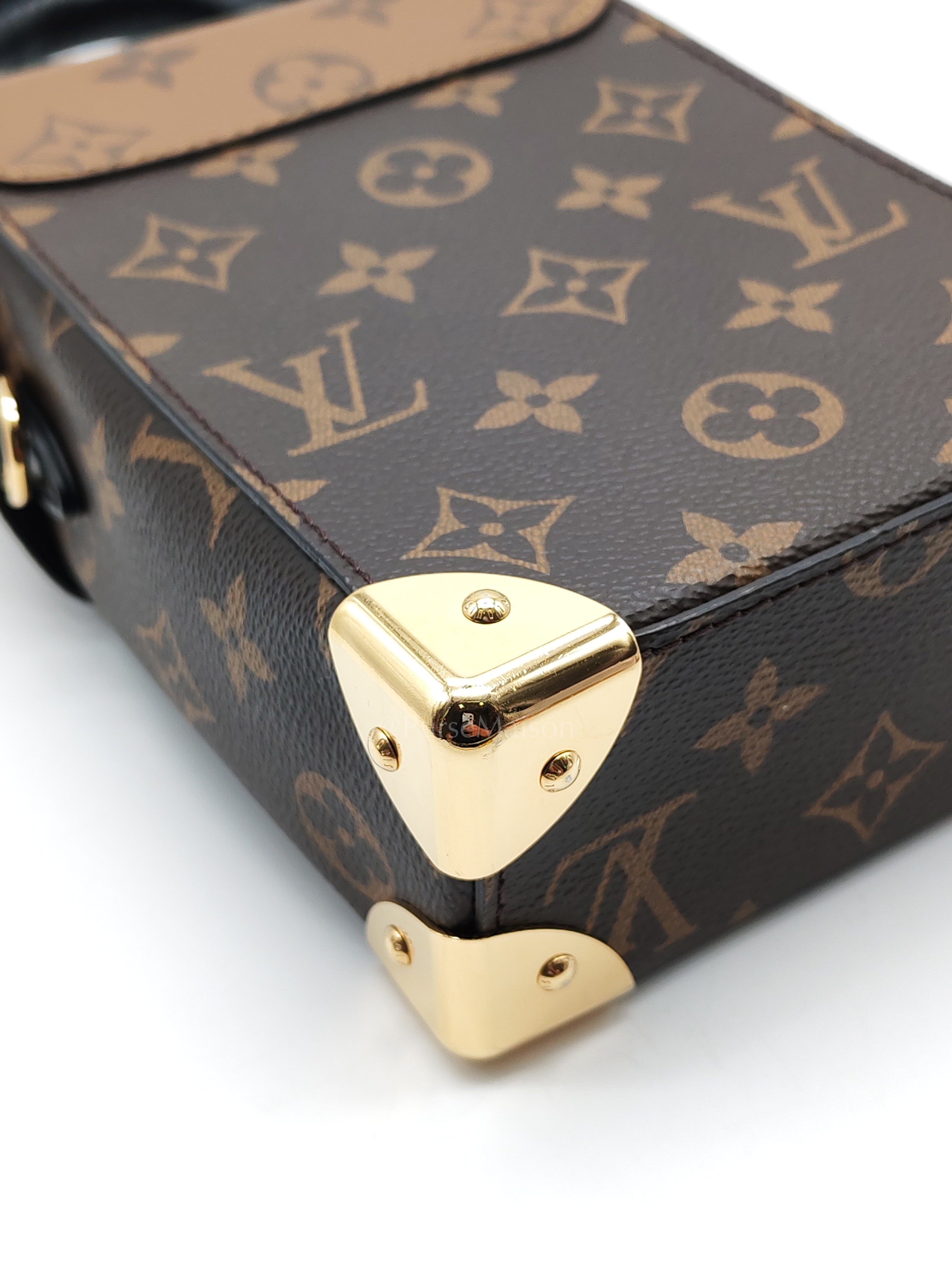 Camera Box Handbag in Reverse Monogram Canvas & Gold Hardware Microchip | Purse Maison Luxury Bags Shop
