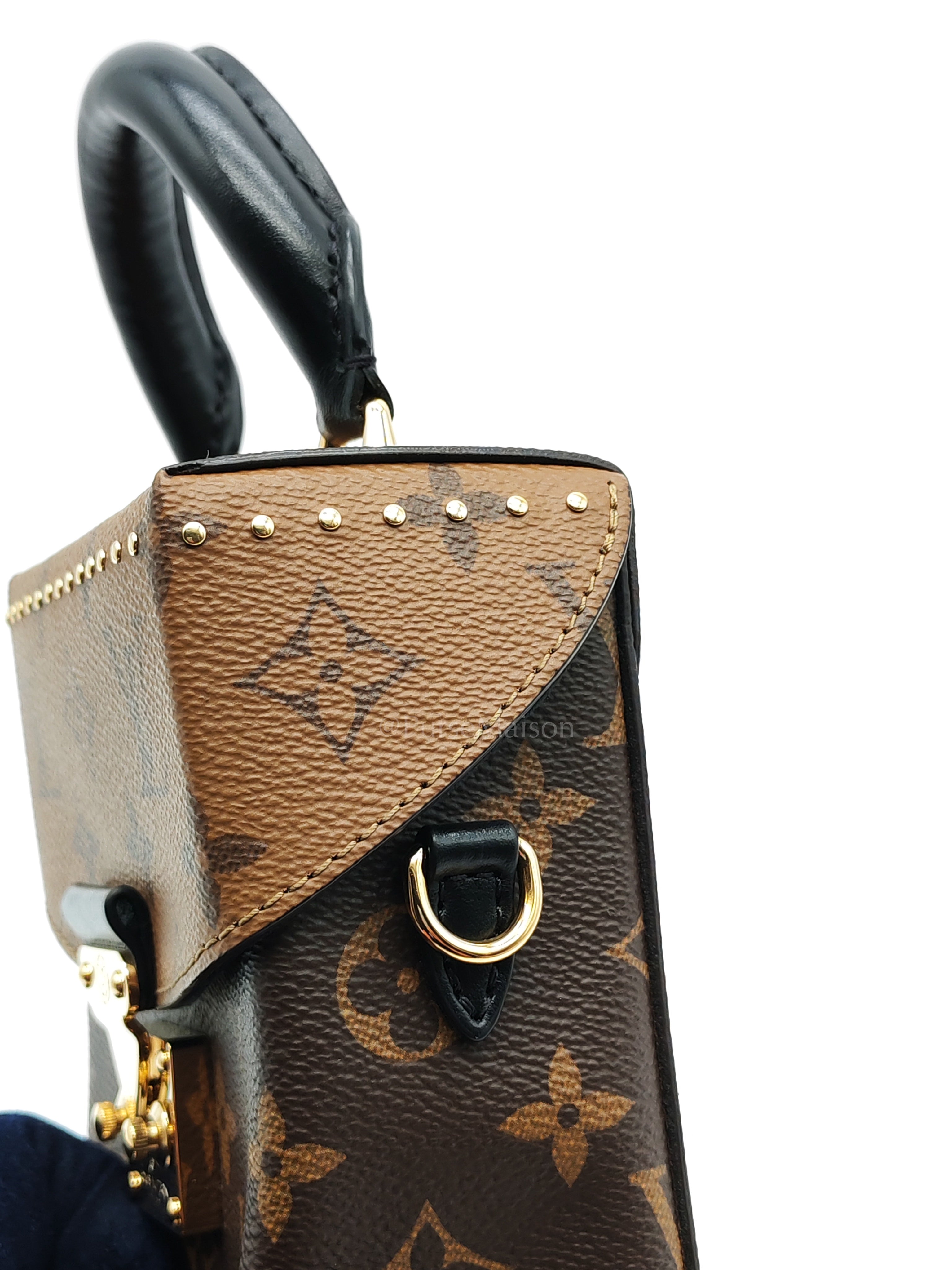 Camera Box Handbag in Reverse Monogram Canvas & Gold Hardware Microchip | Purse Maison Luxury Bags Shop