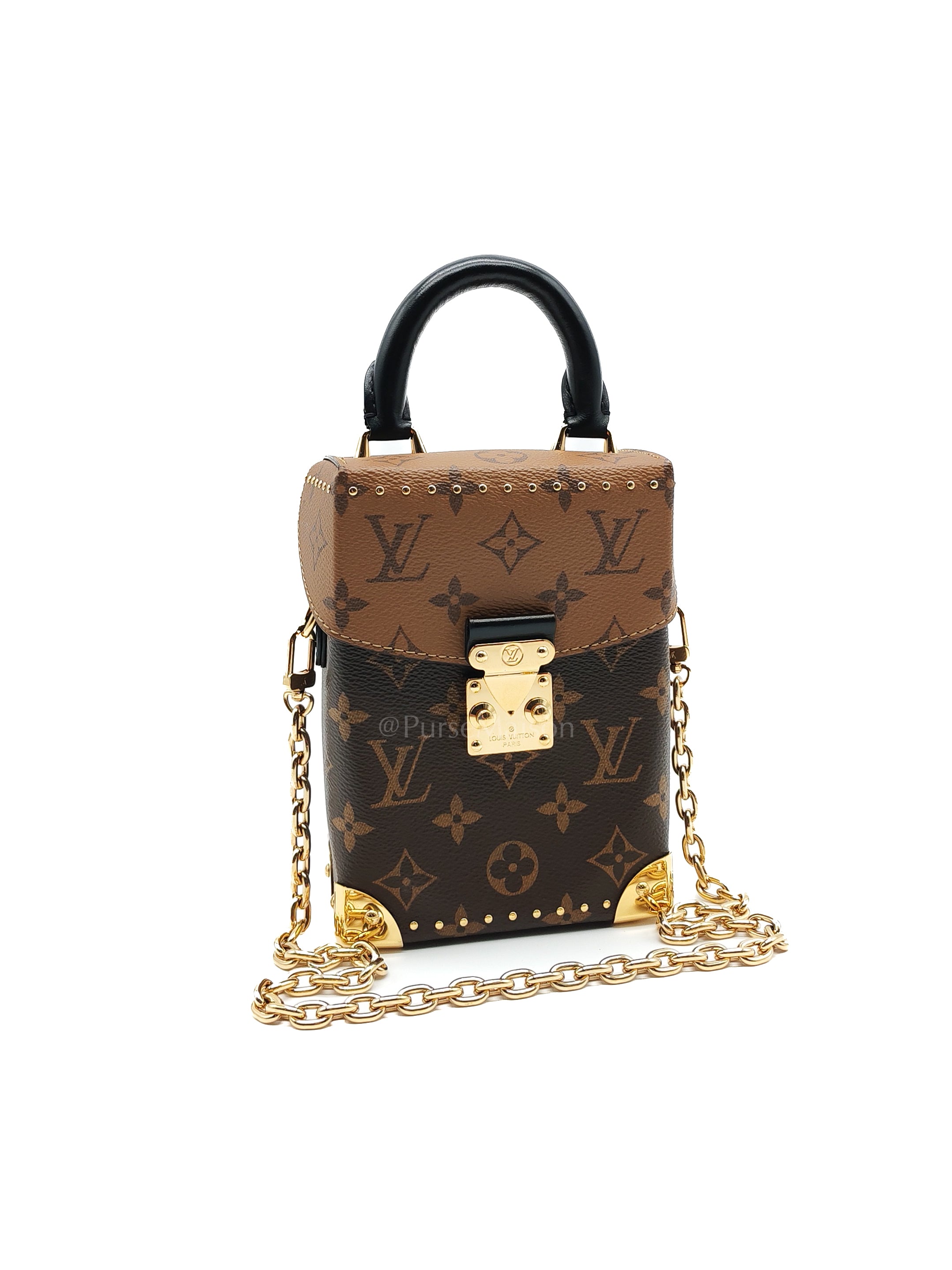 Camera Box Handbag in Reverse Monogram Canvas & Gold Hardware Microchip | Purse Maison Luxury Bags Shop