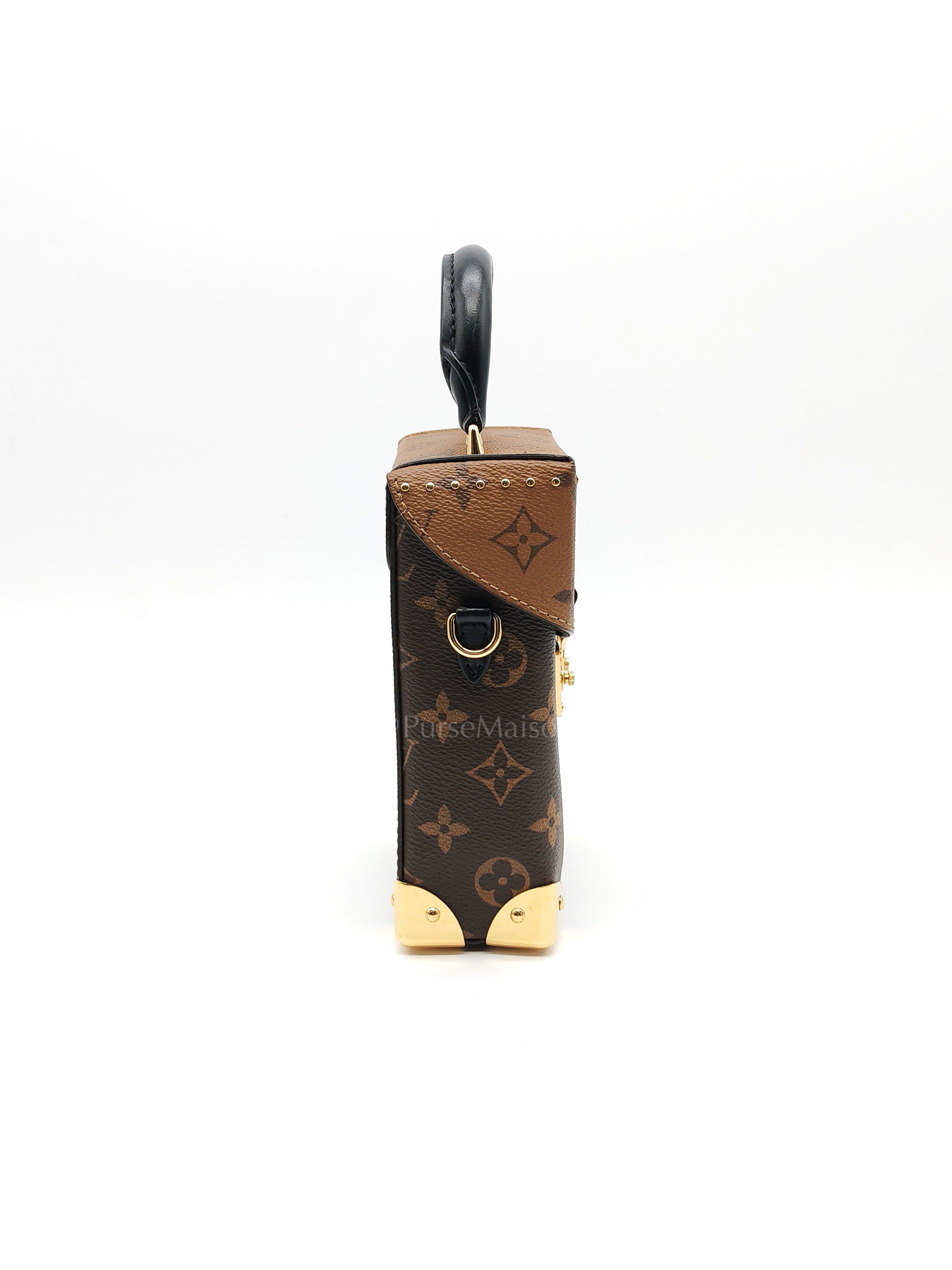 Camera Box Handbag in Reverse Monogram Canvas & Gold Hardware Microchip | Purse Maison Luxury Bags Shop