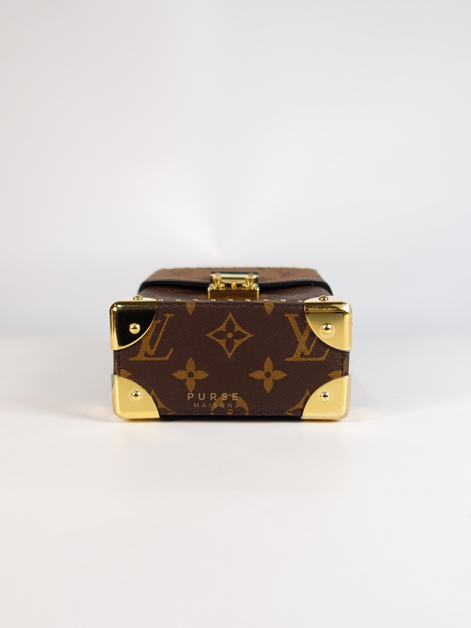 Camera Box Shoulder Bag in Reverse Monogram Canvas Gold Hardware Microchip | Purse Maison Luxury Bags Shop