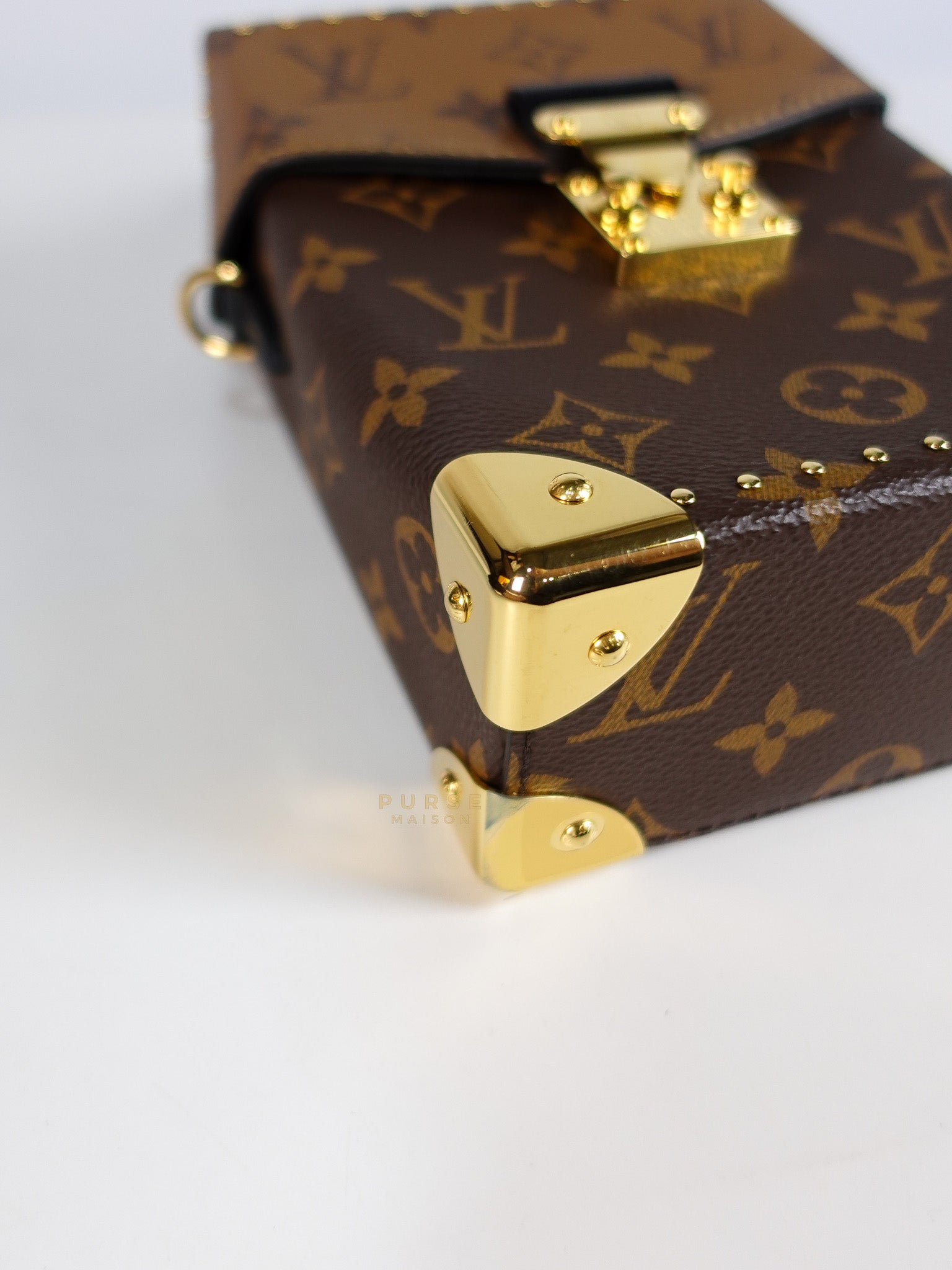 Camera Box Shoulder Bag in Reverse Monogram Canvas Gold Hardware Microchip | Purse Maison Luxury Bags Shop
