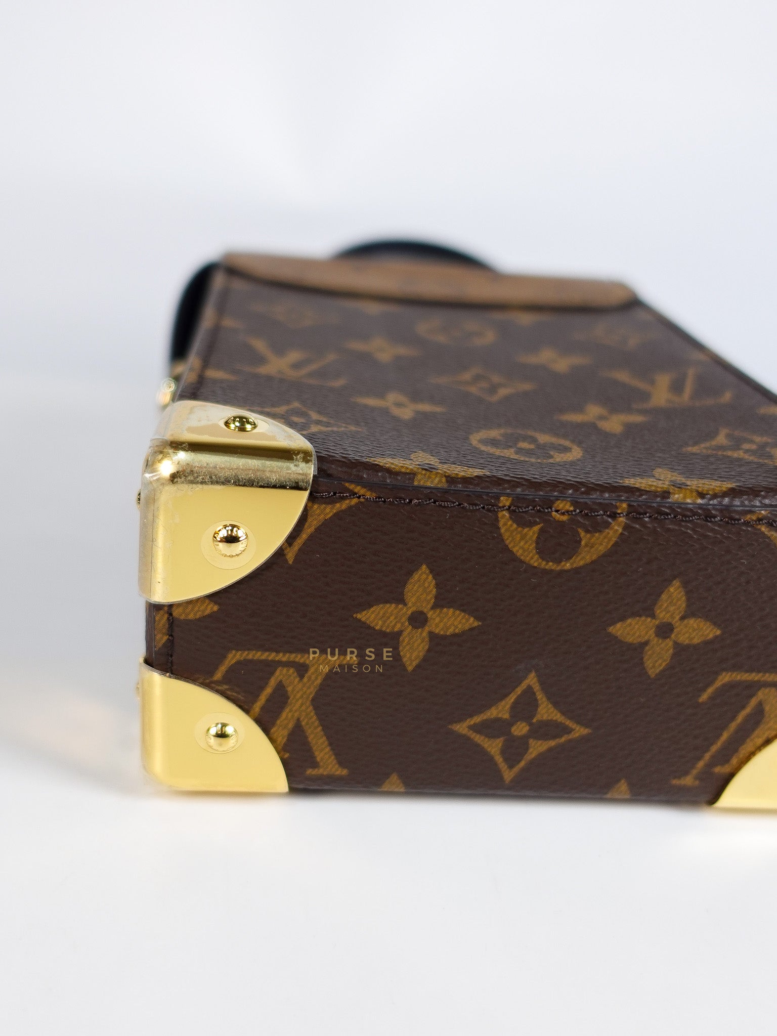 Camera Box Shoulder Bag in Reverse Monogram Canvas Gold Hardware Microchip | Purse Maison Luxury Bags Shop