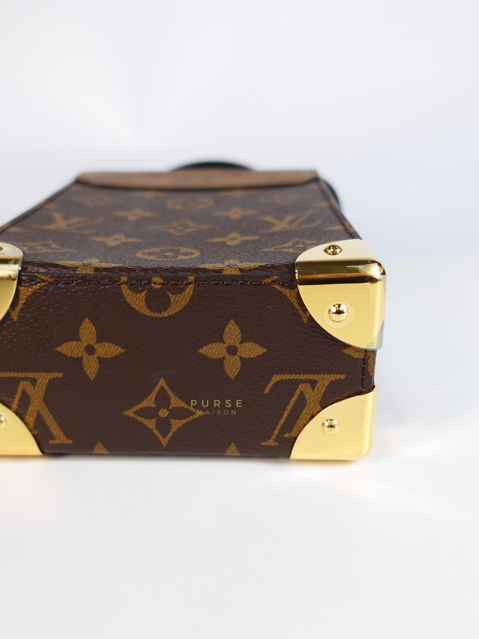 Camera Box Shoulder Bag in Reverse Monogram Canvas Gold Hardware Microchip | Purse Maison Luxury Bags Shop