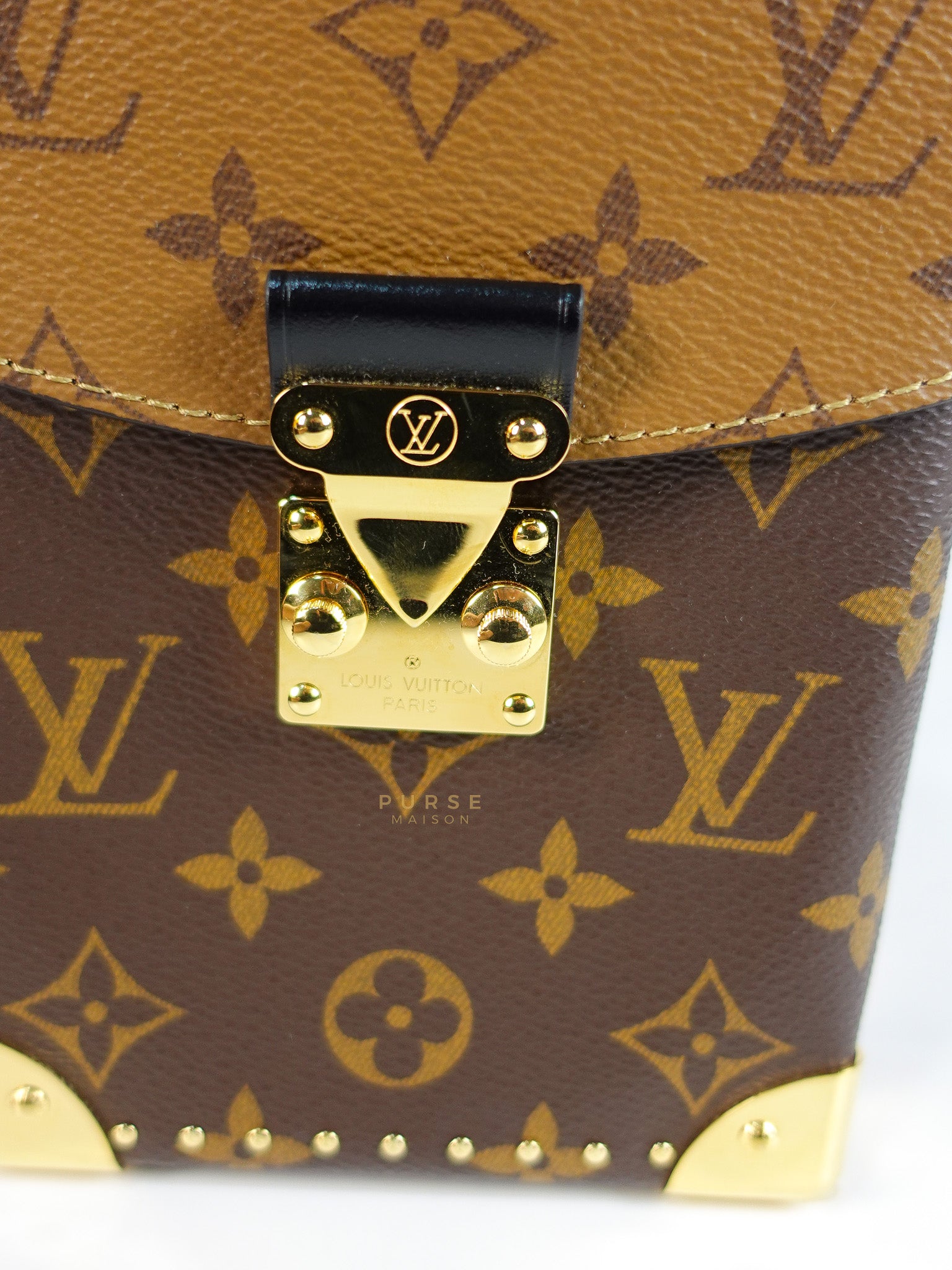 Camera Box Shoulder Bag in Reverse Monogram Canvas Gold Hardware Microchip | Purse Maison Luxury Bags Shop