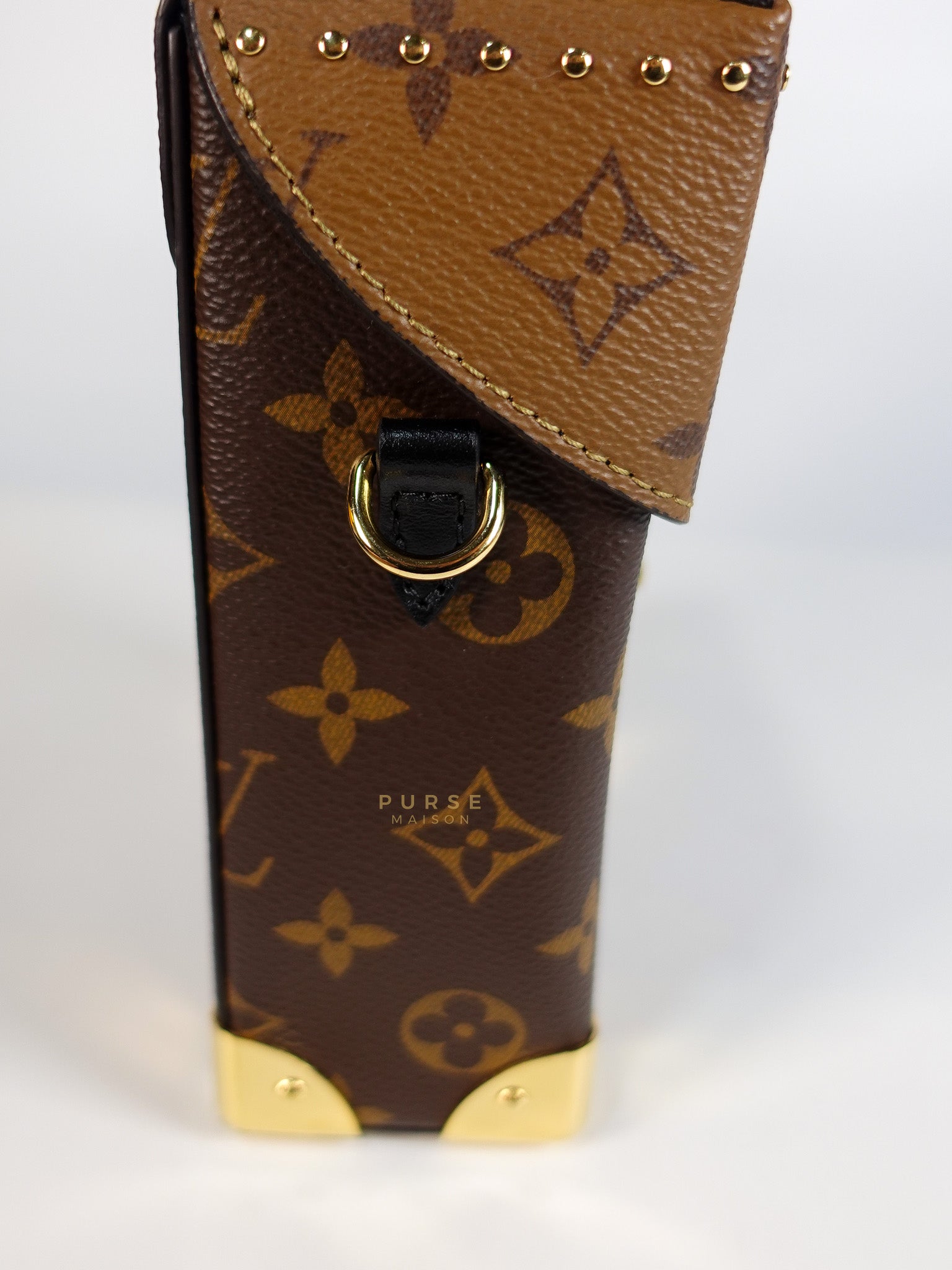 Camera Box Shoulder Bag in Reverse Monogram Canvas Gold Hardware Microchip | Purse Maison Luxury Bags Shop