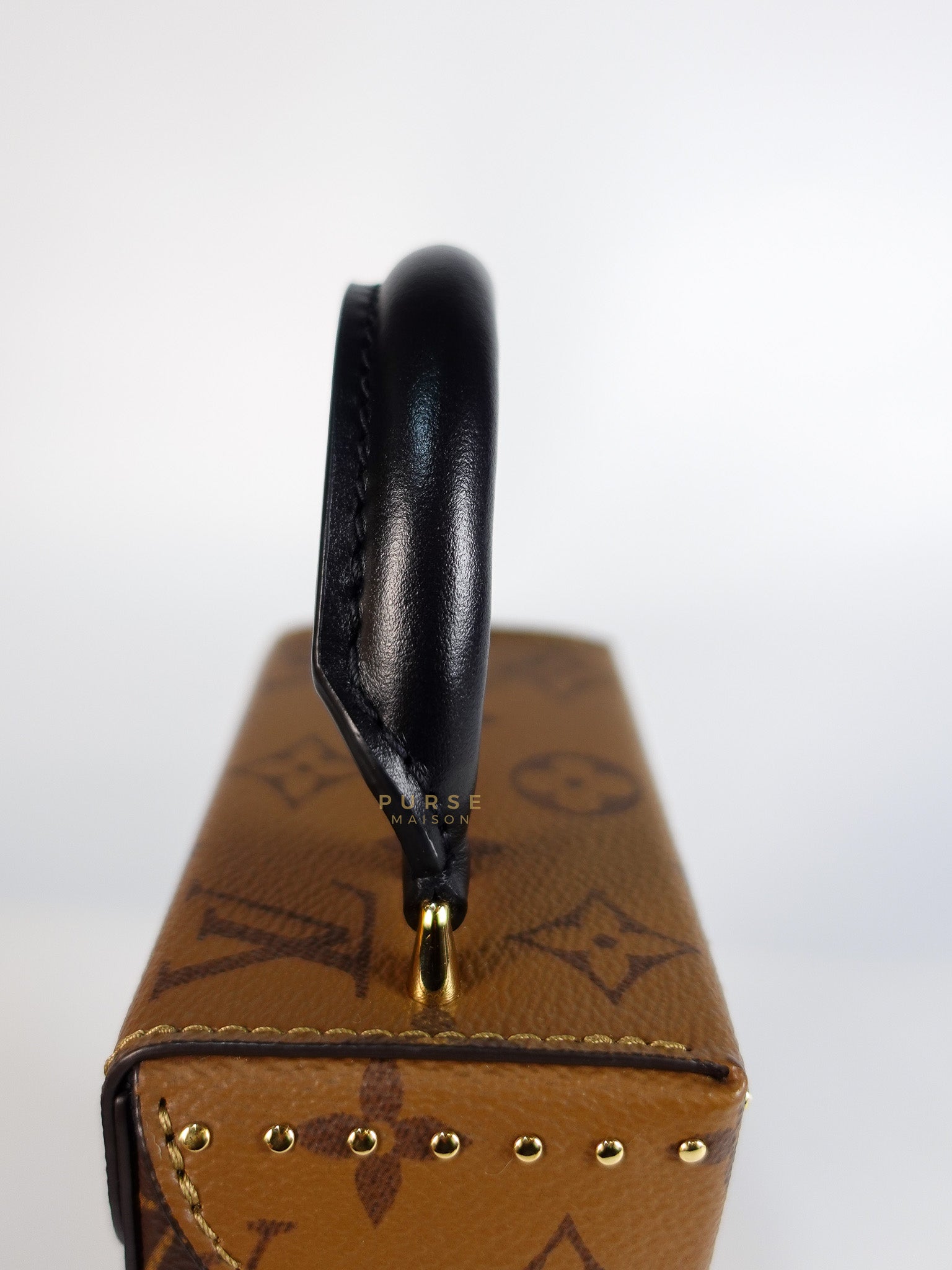 Camera Box Shoulder Bag in Reverse Monogram Canvas Gold Hardware Microchip | Purse Maison Luxury Bags Shop