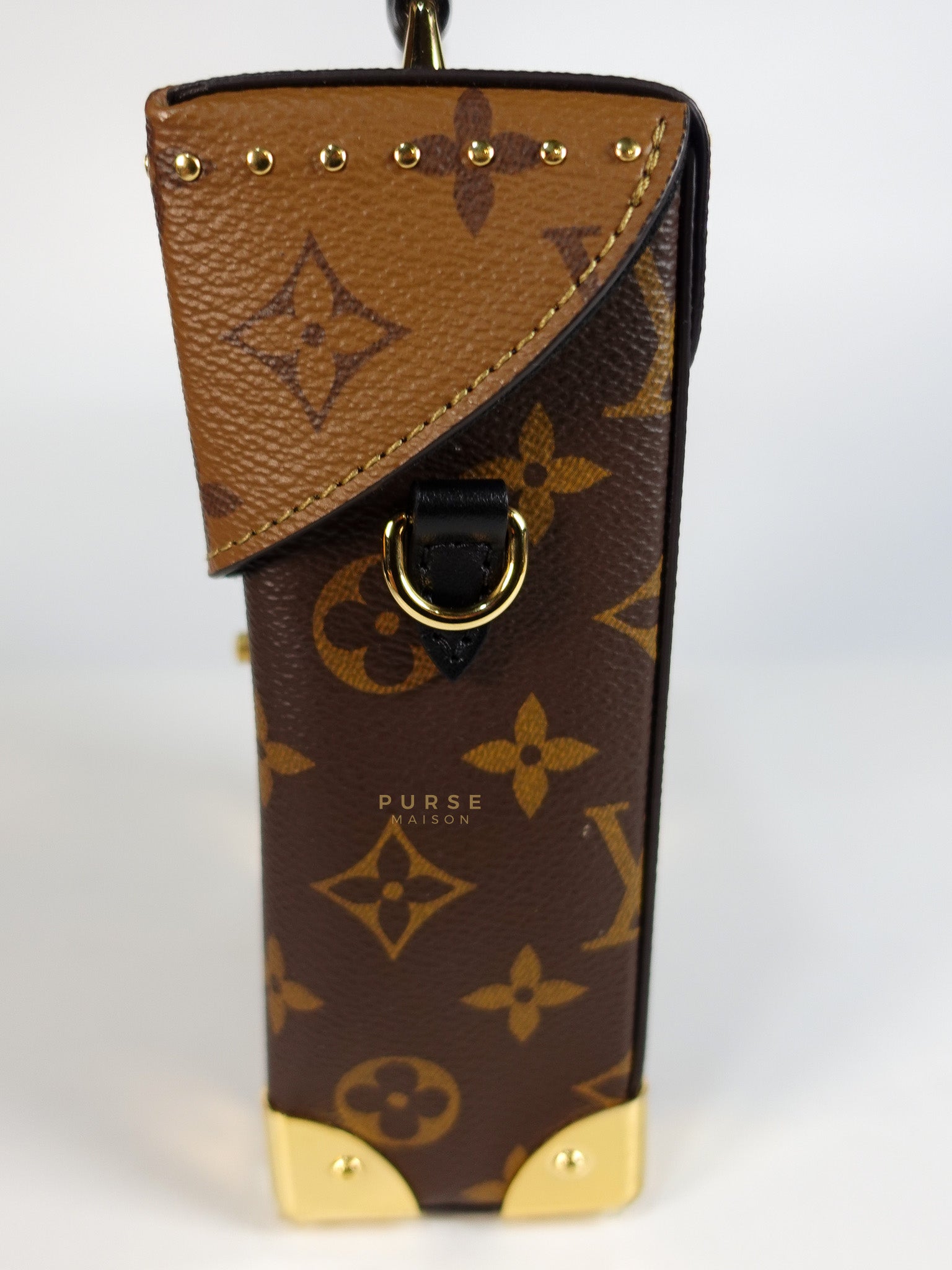 Camera Box Shoulder Bag in Reverse Monogram Canvas Gold Hardware Microchip | Purse Maison Luxury Bags Shop