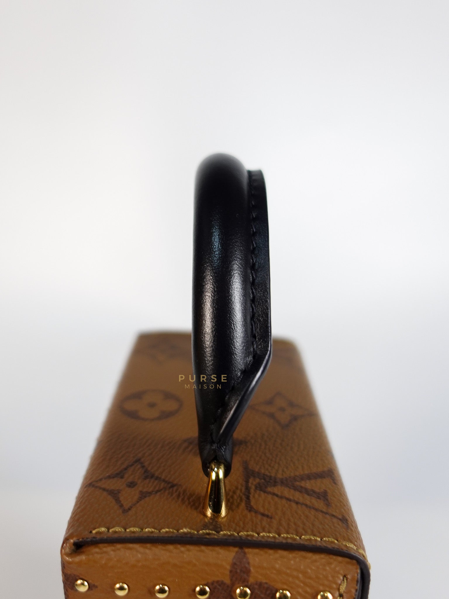 Camera Box Shoulder Bag in Reverse Monogram Canvas Gold Hardware Microchip | Purse Maison Luxury Bags Shop