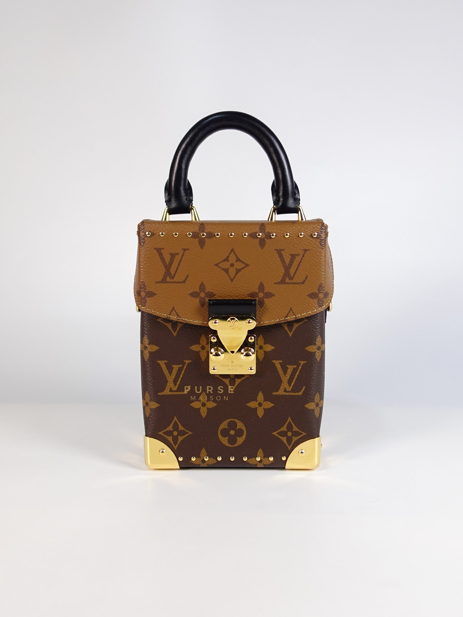 Camera Box Shoulder Bag in Reverse Monogram Canvas Gold Hardware Microchip | Purse Maison Luxury Bags Shop