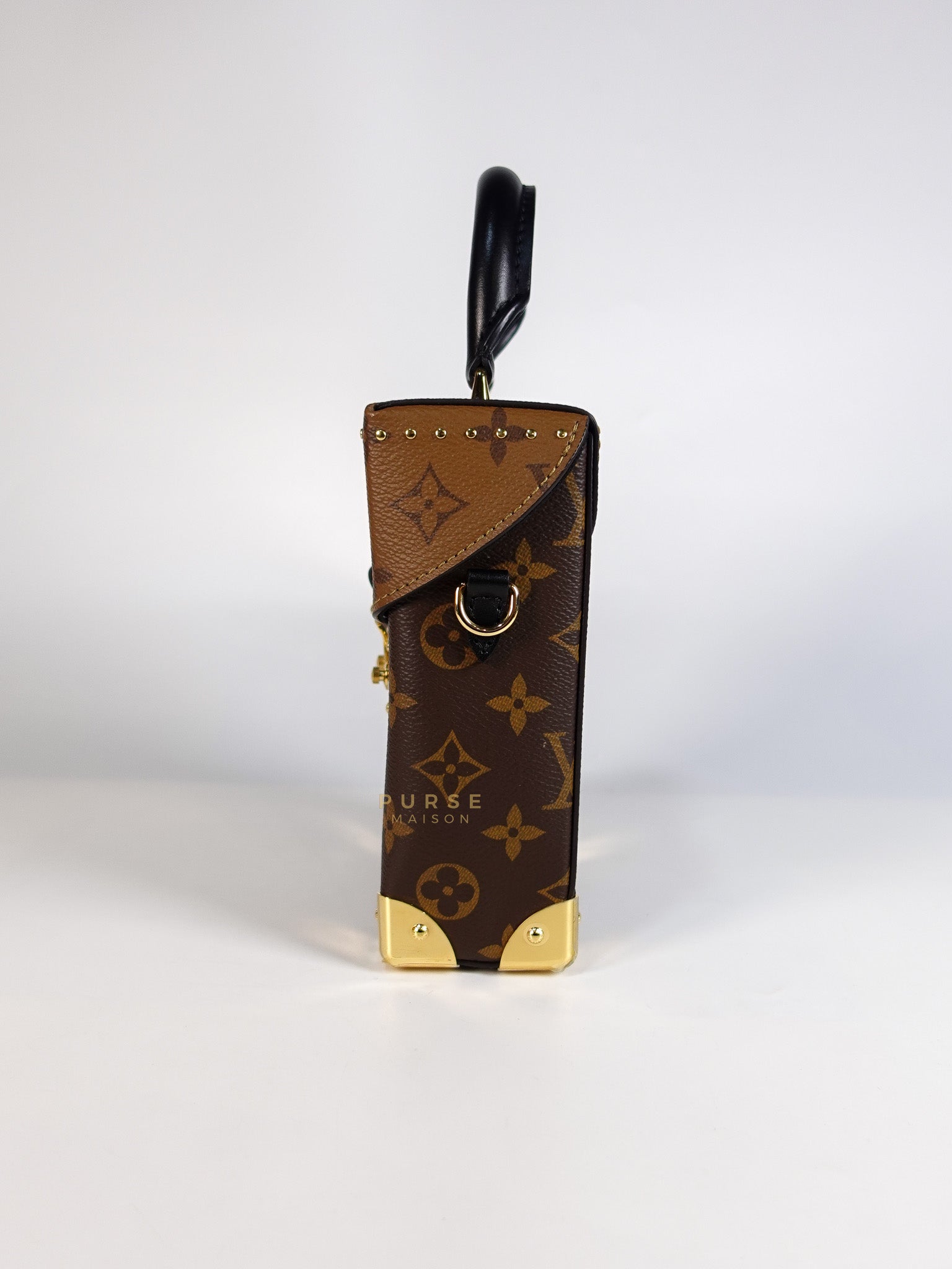 Camera Box Shoulder Bag in Reverse Monogram Canvas Gold Hardware Microchip | Purse Maison Luxury Bags Shop