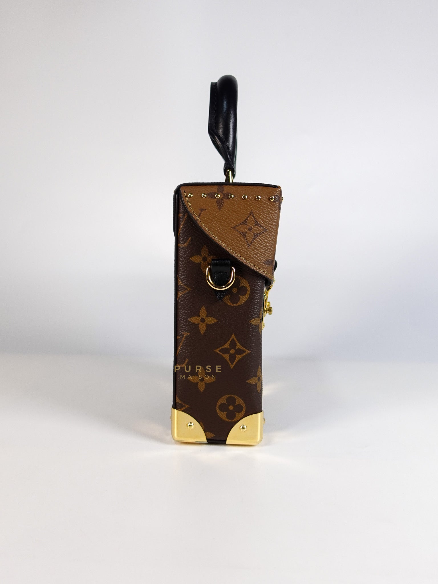 Camera Box Shoulder Bag in Reverse Monogram Canvas Gold Hardware Microchip | Purse Maison Luxury Bags Shop