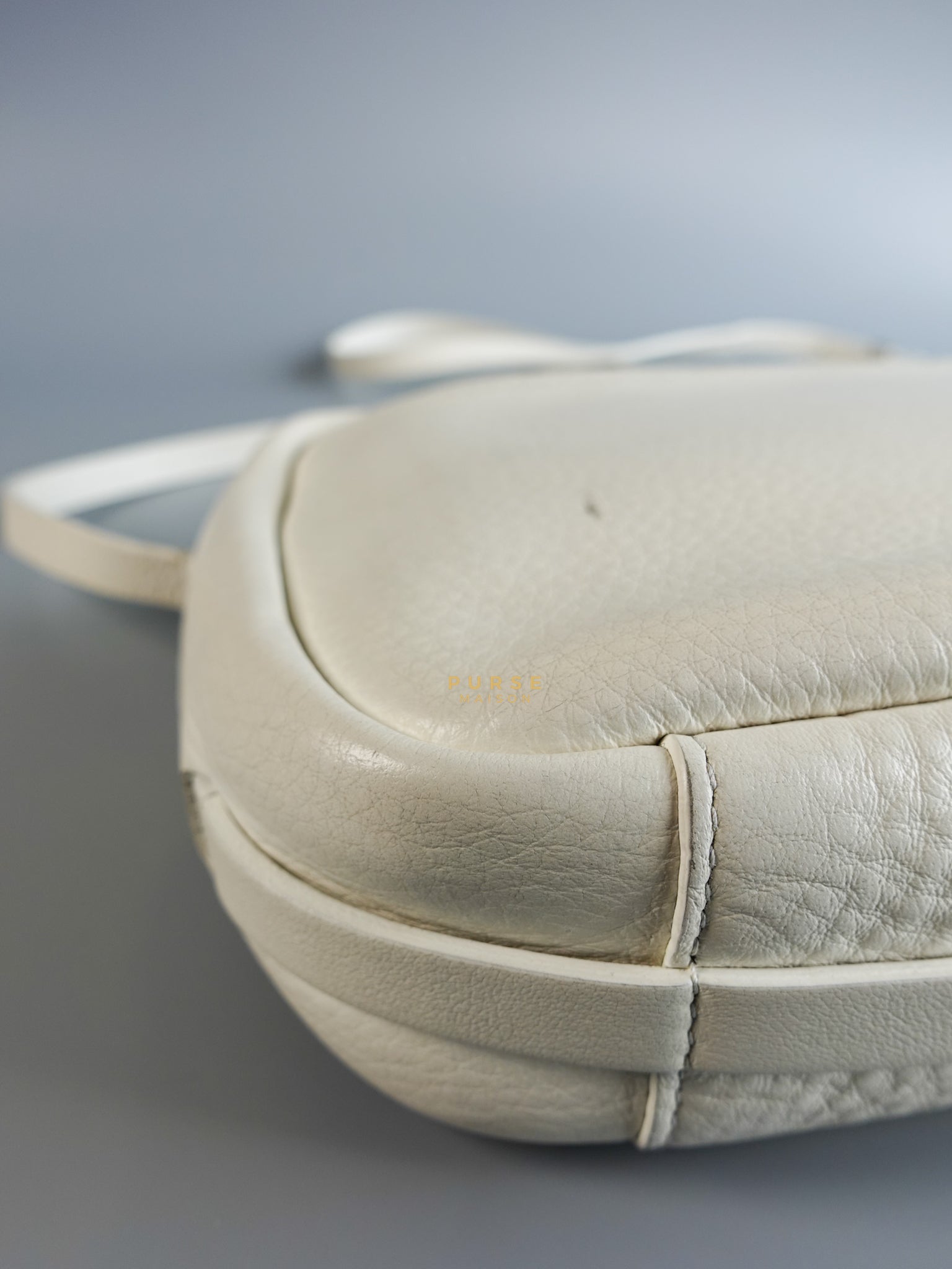 Camera Sling Bag in White Leather | Purse Maison Luxury Bags Shop