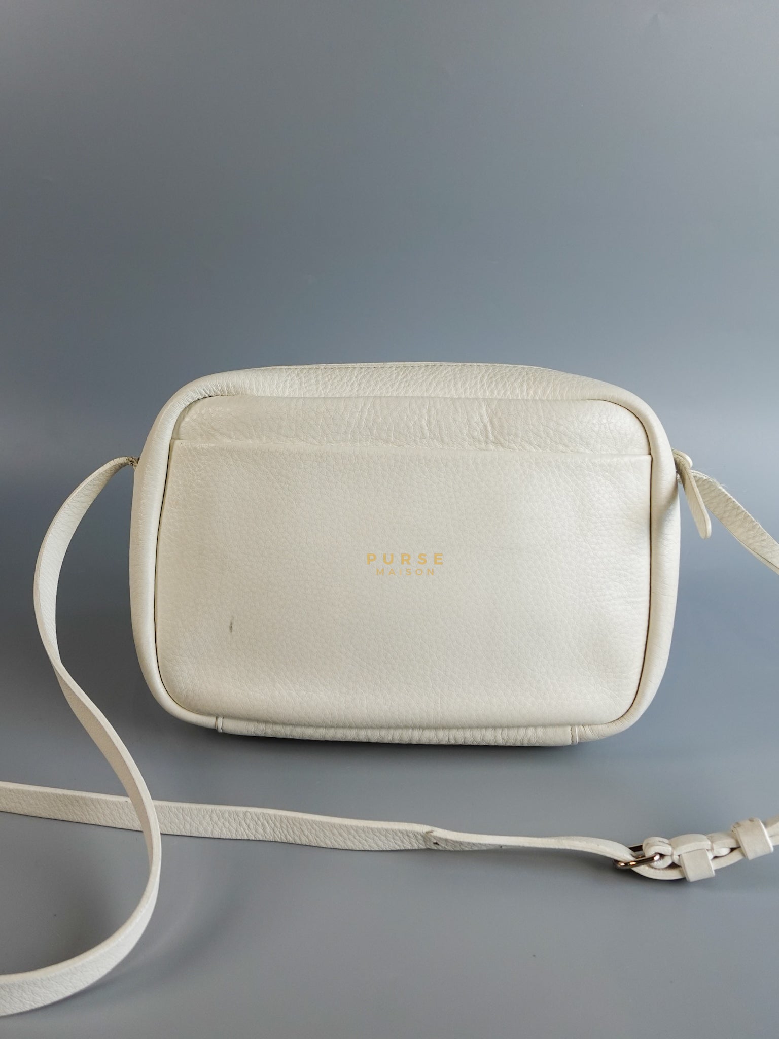 Camera Sling Bag in White Leather | Purse Maison Luxury Bags Shop