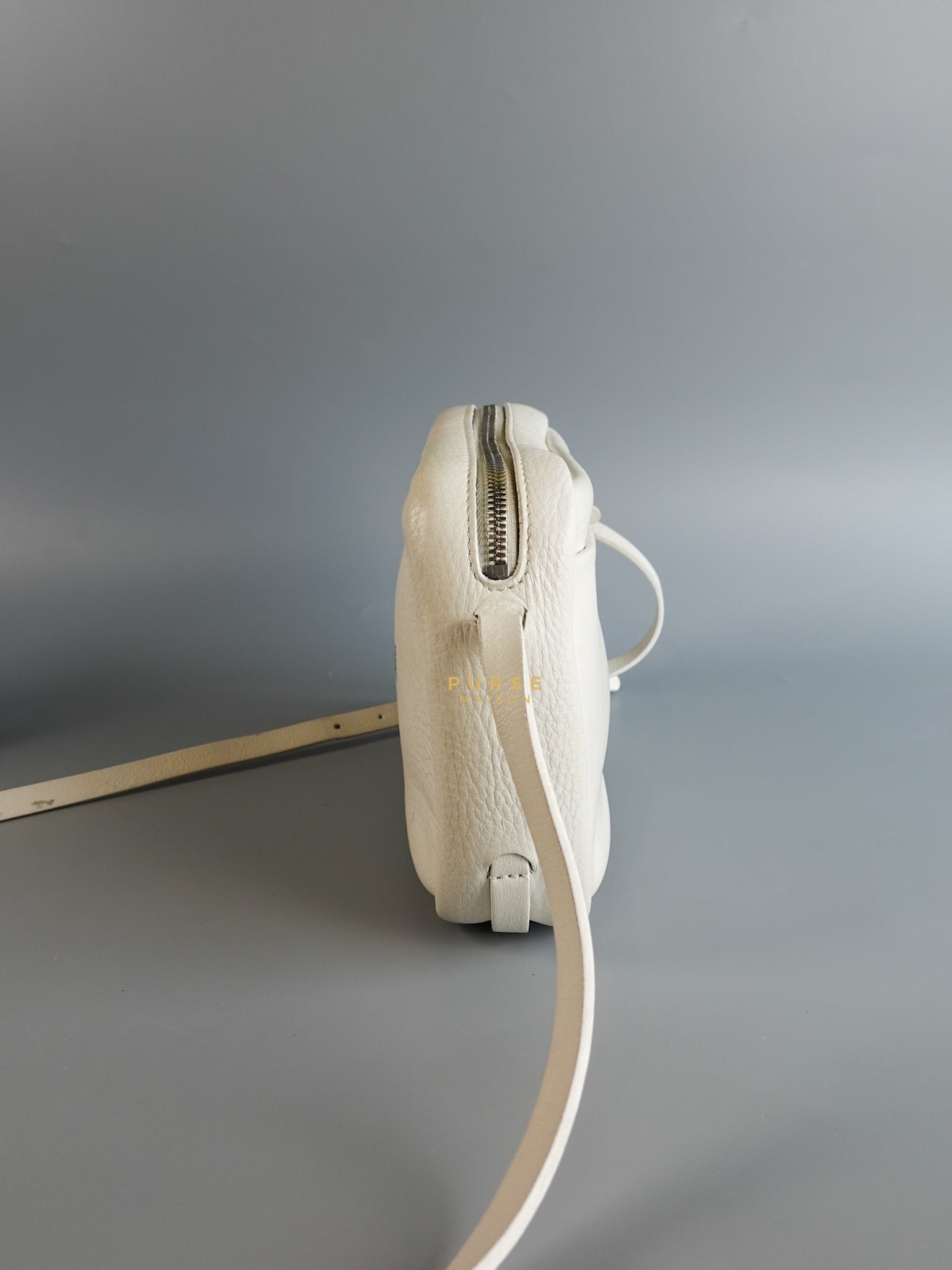 Camera Sling Bag in White Leather | Purse Maison Luxury Bags Shop