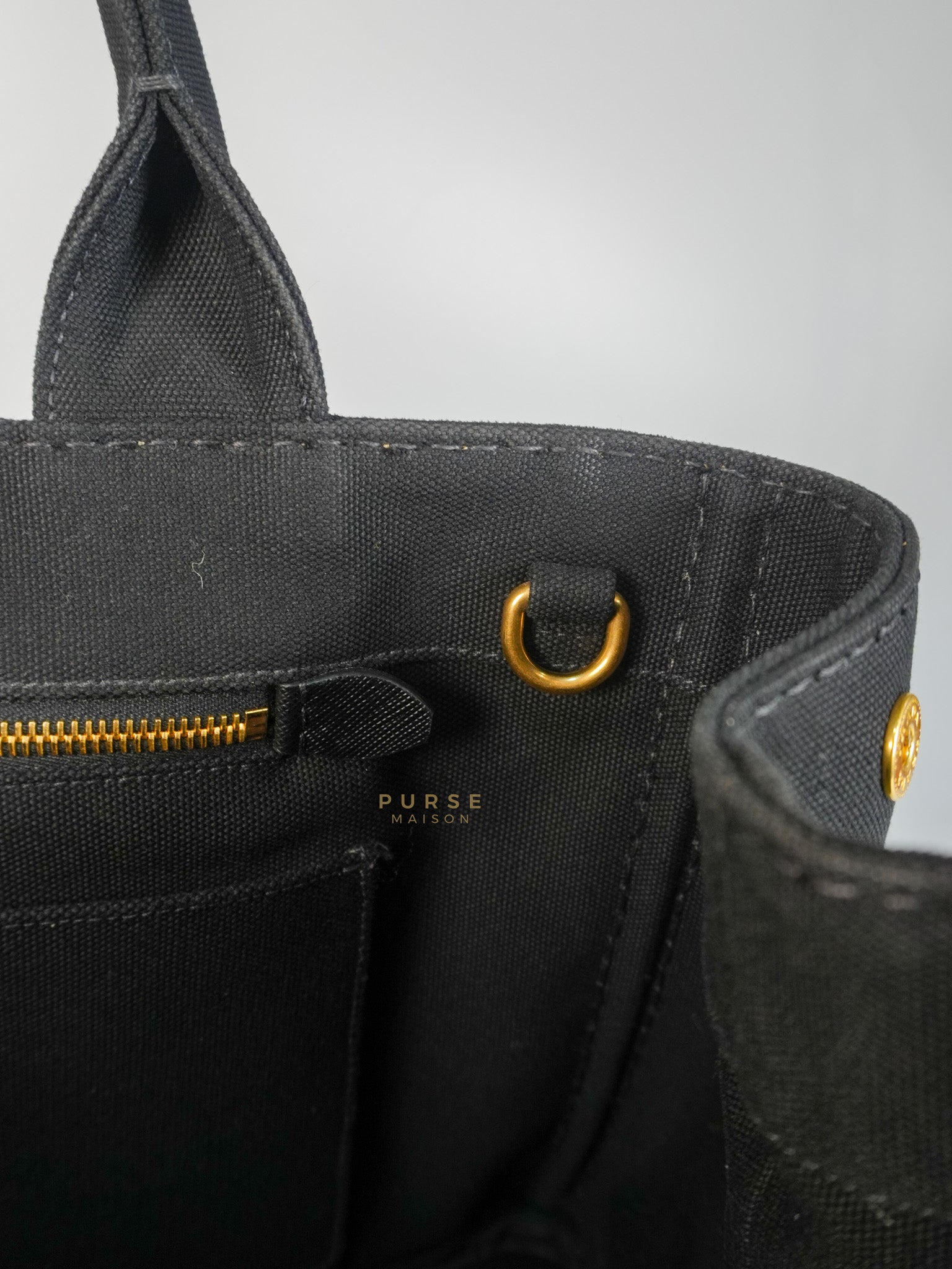 Canapa Medium Canvas Logo-Print Tote Bag Black | Purse Maison Luxury Bags Shop