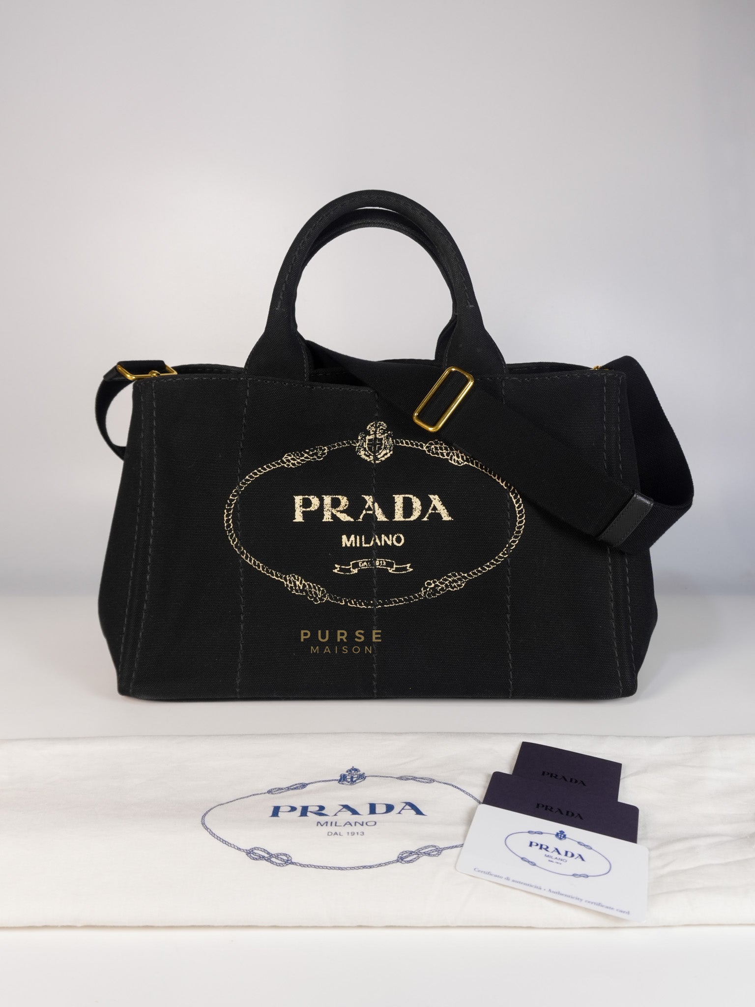 Canapa Medium Canvas Logo-Print Tote Bag Black | Purse Maison Luxury Bags Shop