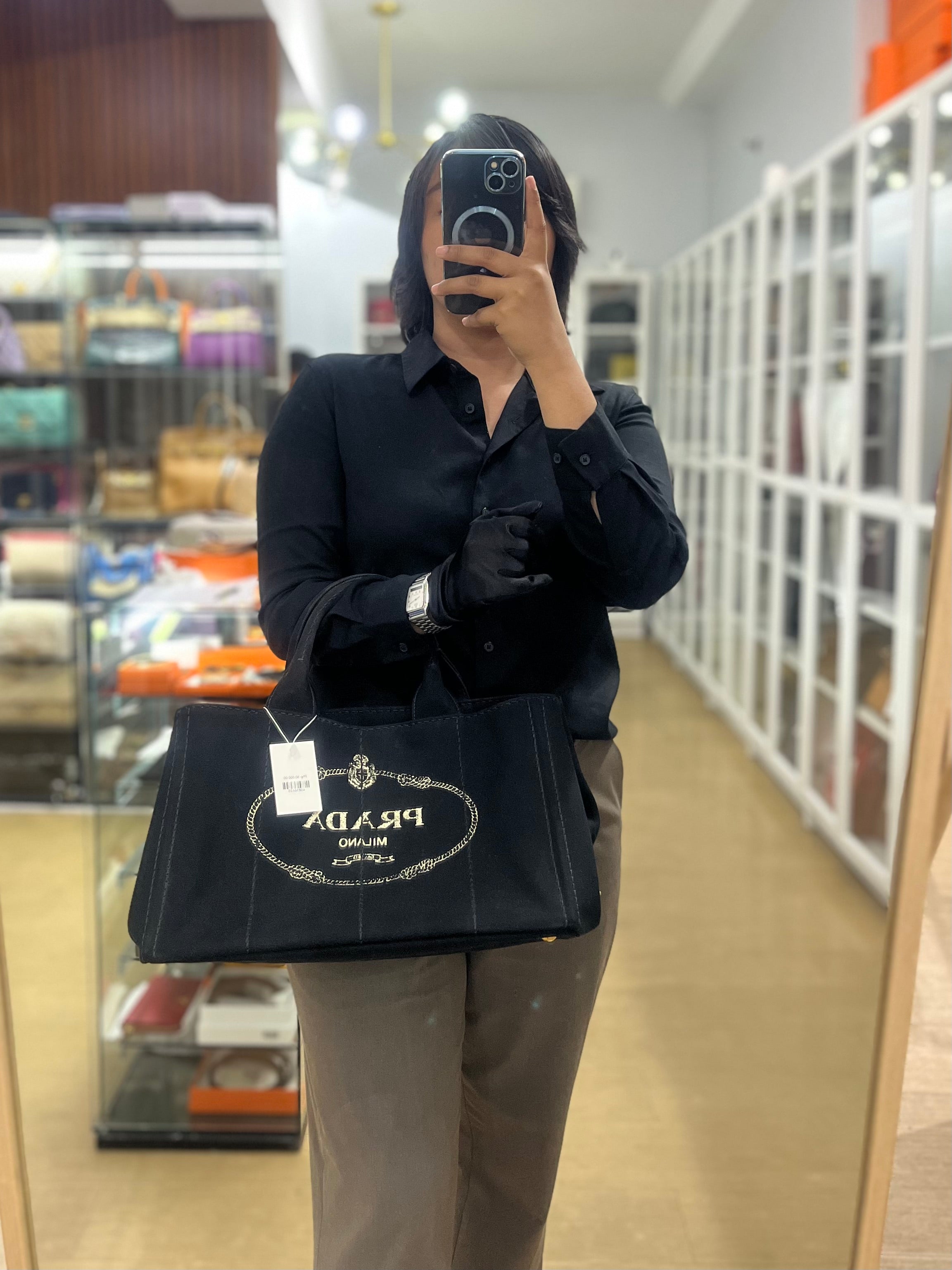 Canapa Medium Canvas Logo-Print Tote Bag Black | Purse Maison Luxury Bags Shop