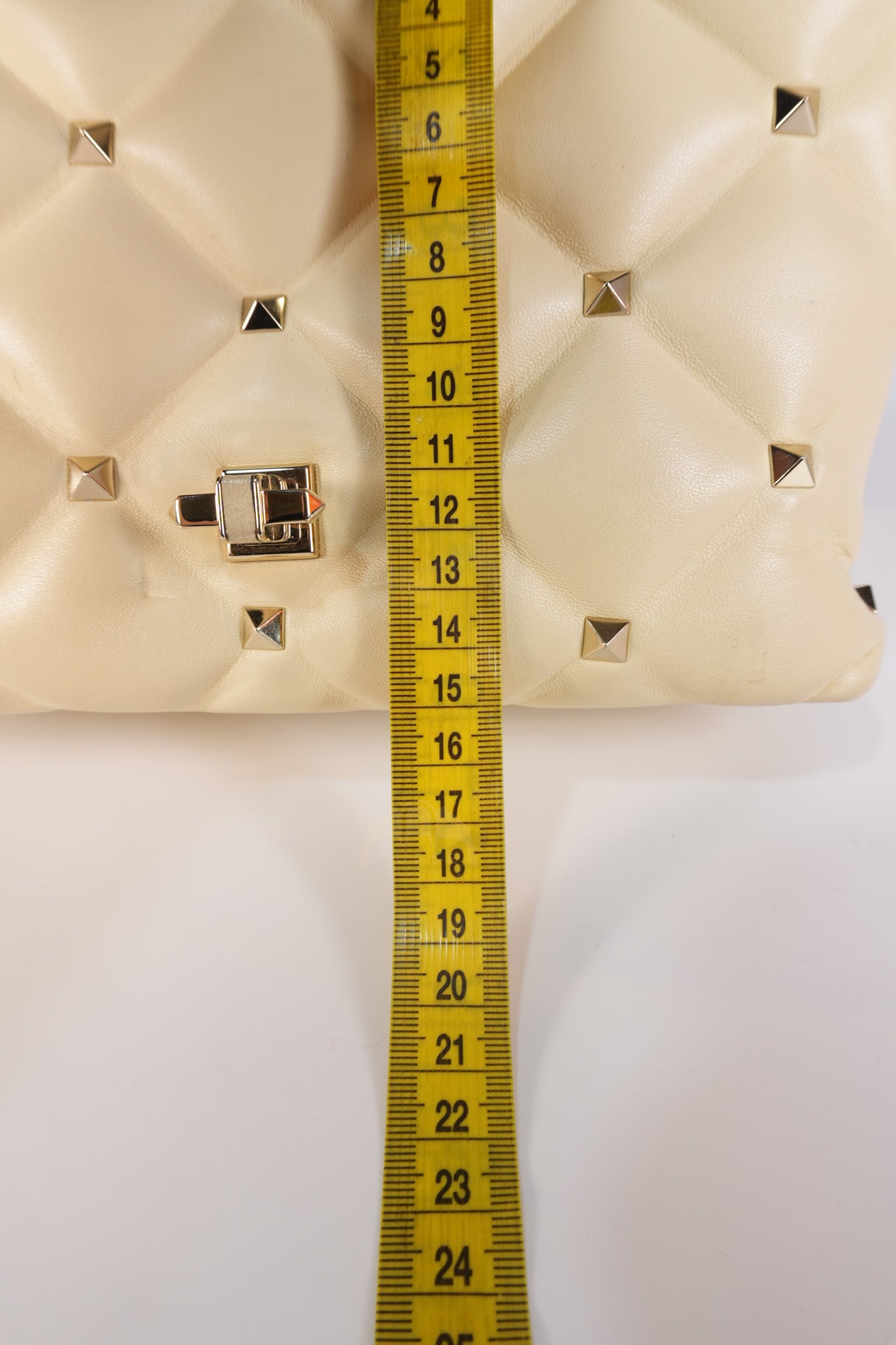 Candystud Nappa Top Handle in Light Beige Smooth Calfskin Leather | Purse Maison Luxury Bags Shop