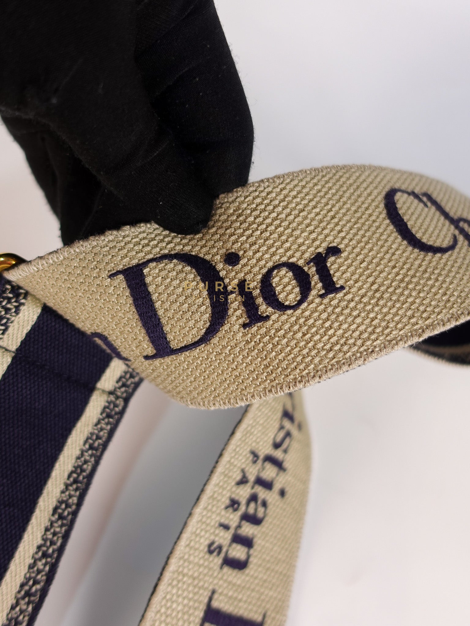 Canvas Bag Strap in Blue & Beige | Purse Maison Luxury Bags Shop