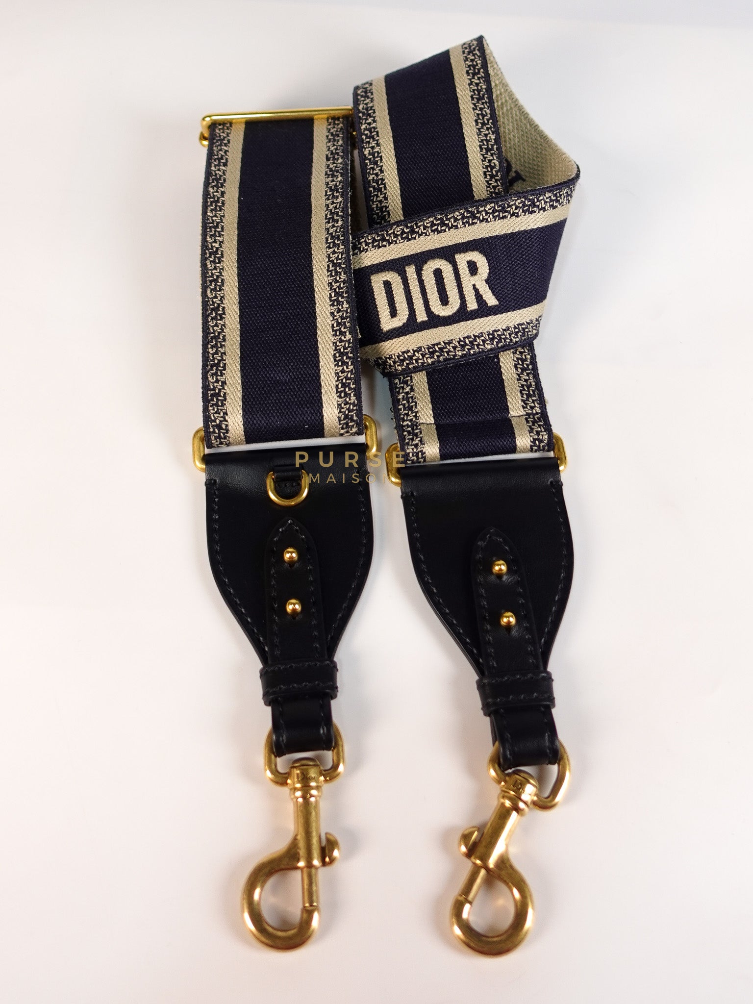 Canvas Bag Strap in Blue & Beige | Purse Maison Luxury Bags Shop