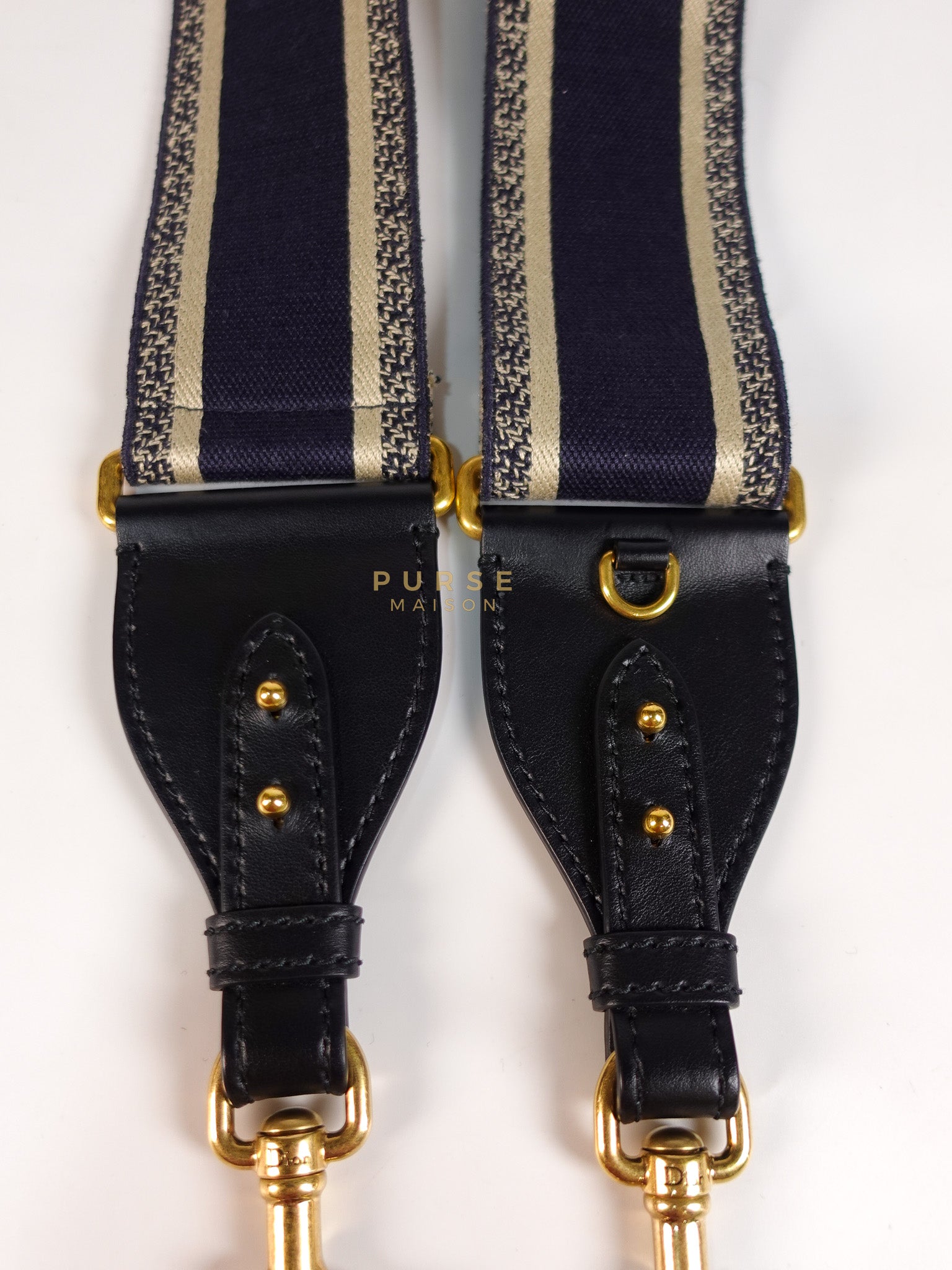 Canvas Bag Strap in Blue & Beige | Purse Maison Luxury Bags Shop