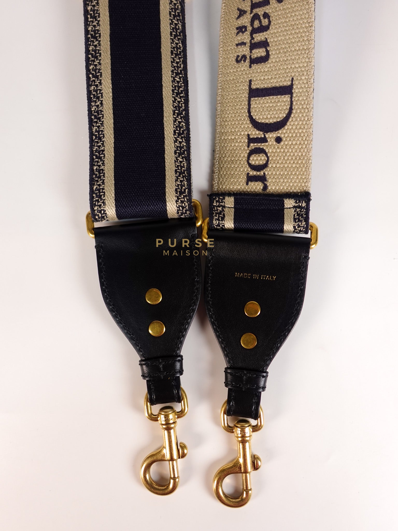 Canvas Bag Strap in Blue & Beige | Purse Maison Luxury Bags Shop