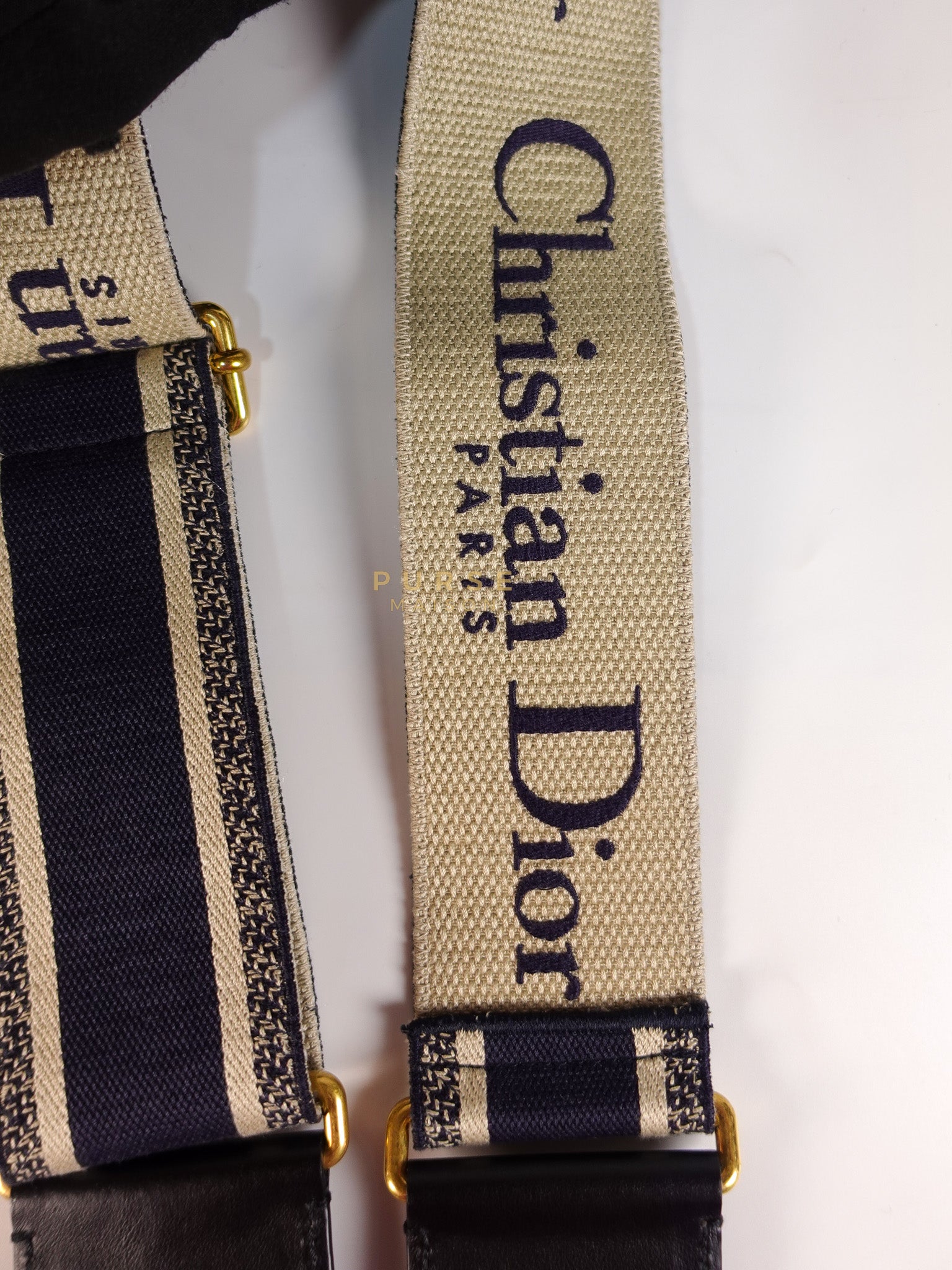 Canvas Bag Strap in Blue & Beige | Purse Maison Luxury Bags Shop