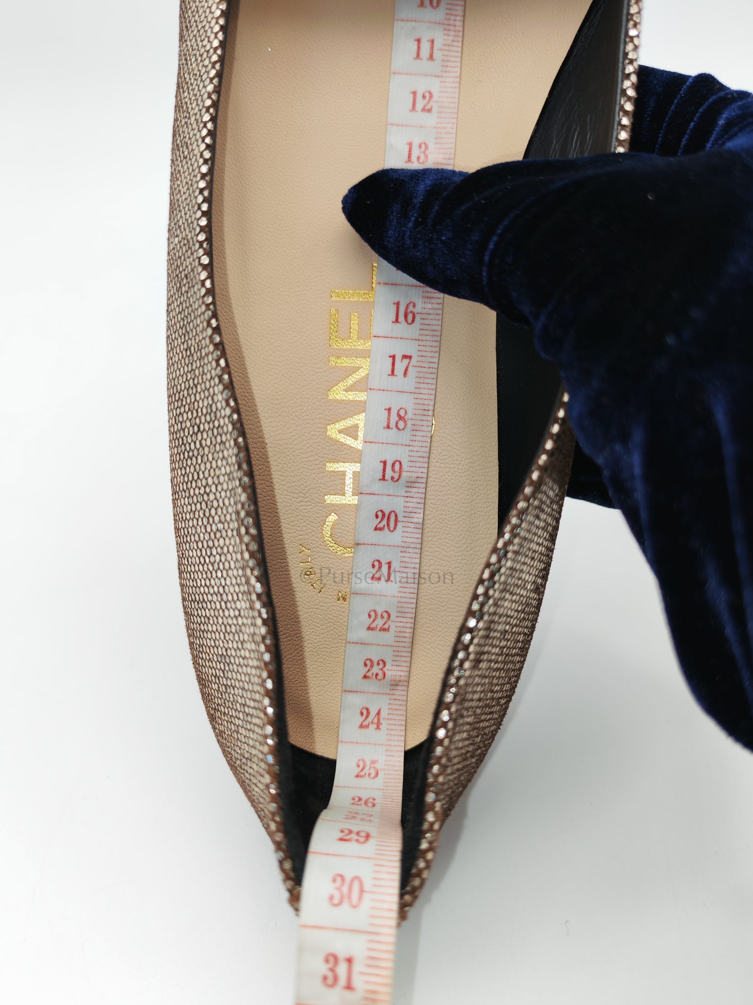 Cap Toe in Black Metallic Glitter Ballet Flats Size 38EU (24cm) | Purse Maison Luxury Bags Shop