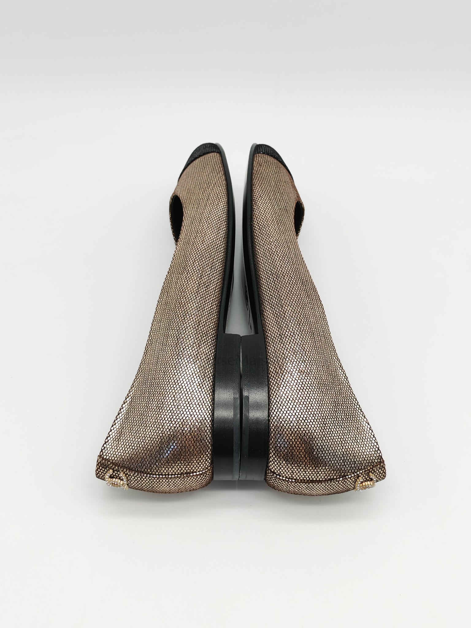 Cap Toe in Black Metallic Glitter Ballet Flats Size 38EU (24cm) | Purse Maison Luxury Bags Shop